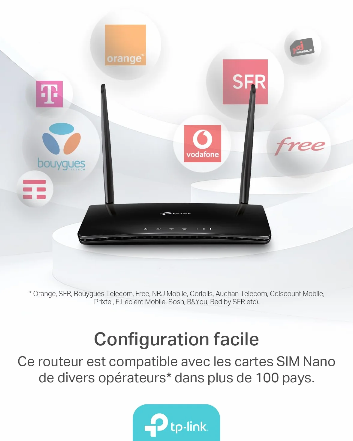 TP-Link TL-MR6400 Routeur 4G LTE WiFi 300 Mbps, Carte SIM Micro, 2 Antennes LTE Amovibles