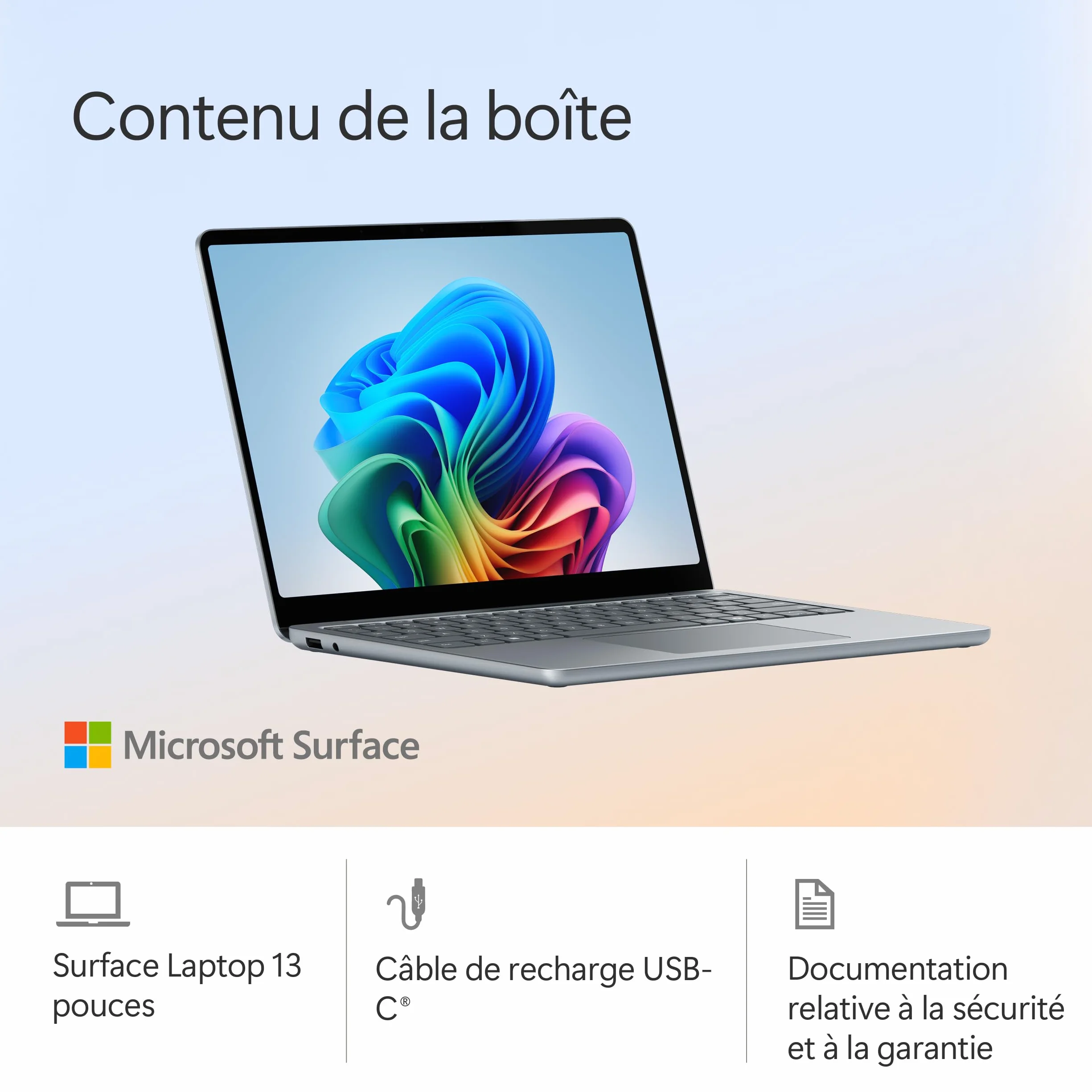 Microsoft Surface Laptop Copilot+ PC 13" Écran Tactile LCD Snapdragon X Plus 16Go RAM 512Go Stockage Océan