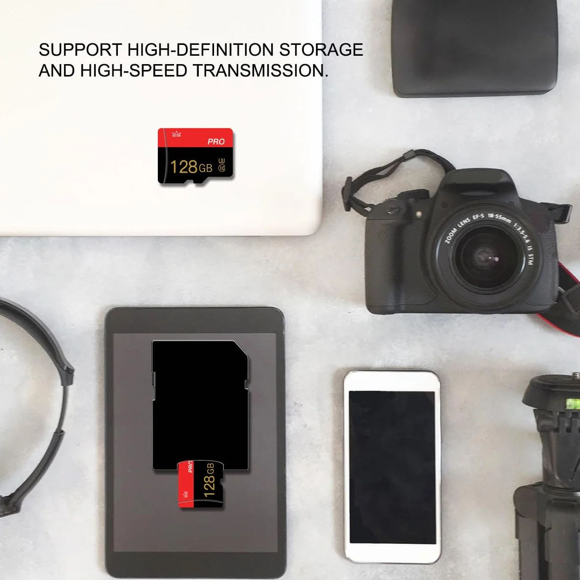 Lot de 2 Cartes mémoire Micro SD 128GB Classe 10 avec Adaptateur