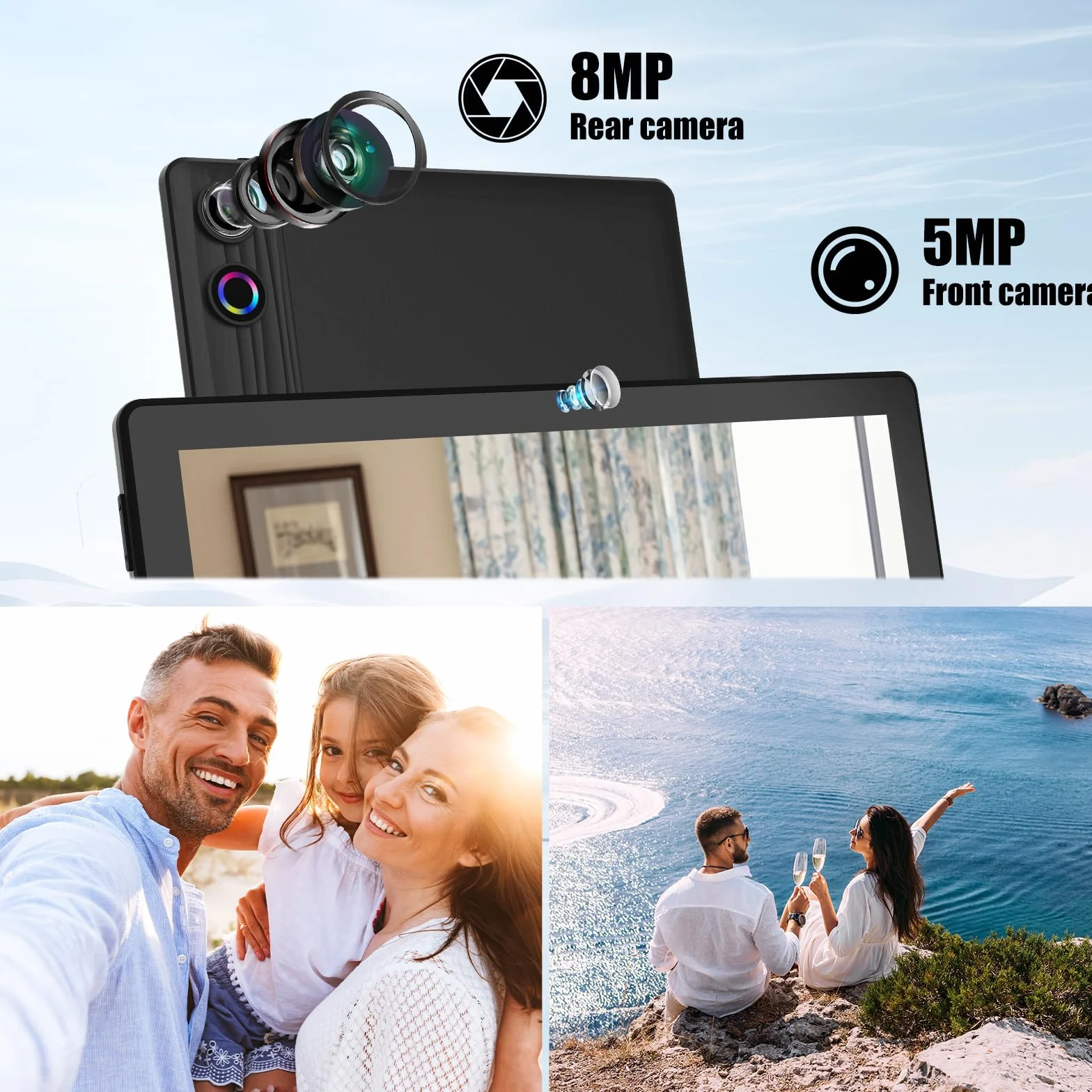 Ainmel Tablette 11 Pouces Android 14 Octa Core 2.0GHz 16GB RAM 128GB ROM 5G+2.4G WiFi 6 8+5MP Camera 6800 mAh Bluetooth 5.0 Noir