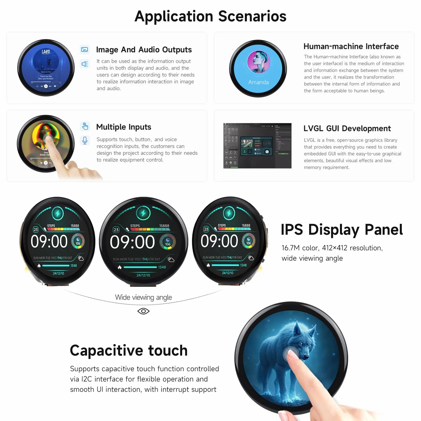 Waveshare ESP32-S3 1.46inch Round Display Development Board 412x412 Wi-Fi BLT Accelerometer Gyroscope Sensor