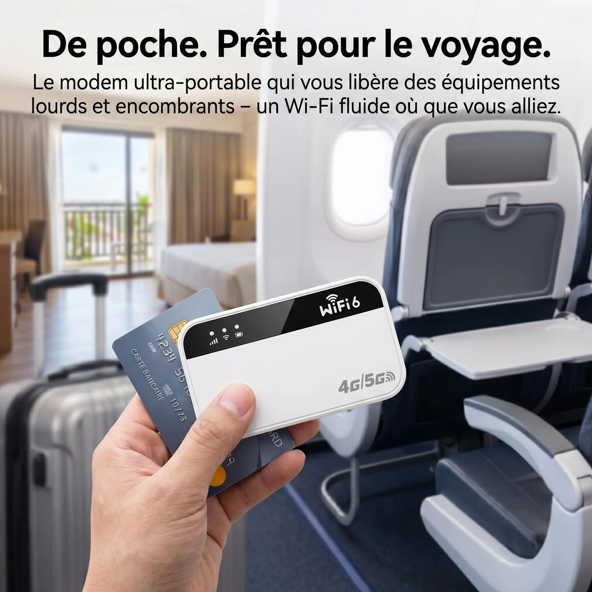 Routeur 5G Portable WiFi 6 avec Slot SIM Déverrouillé – Modem 5G M2, Jusqu’à 28 Appareils