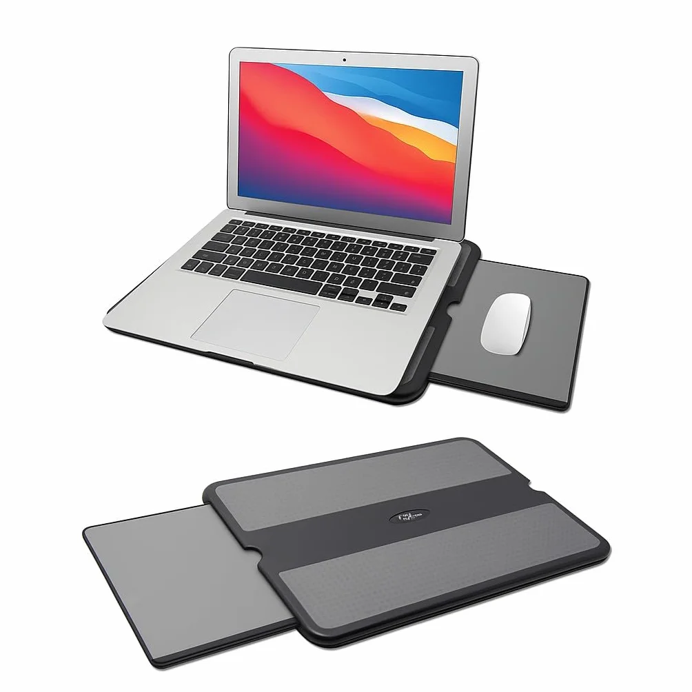 Max Smart Tapis Portable pour Ordinateur Portable avec Plateau de Souris rétractable, Bouclier Thermique antidérapant