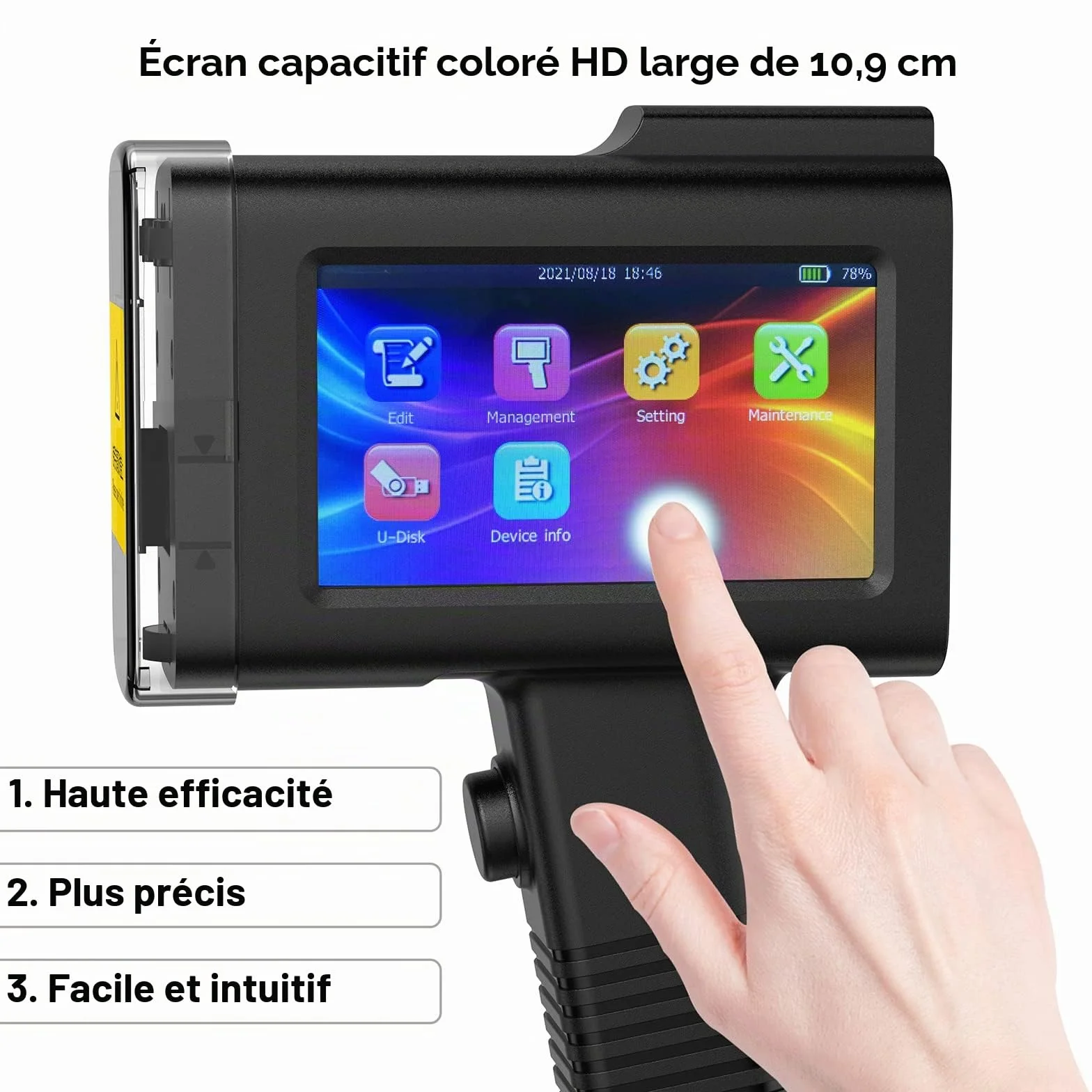 Imprimante à Jet d'encre Portable BT-HH6105B2, Hauteur d'impression 0,098-0,5 Pouces Machine de Codage pour Date Texte Code à Barres Code QR