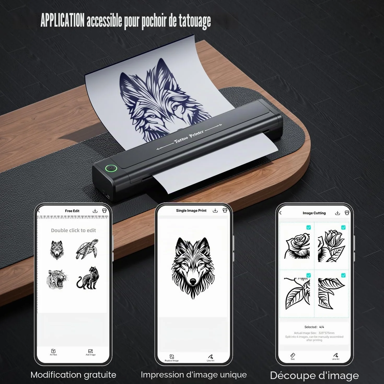 TATELF Machine à Stencil Tatouage sans Fil Bluetooth avec 10 Papiers Transfert pour Artistes Débutants H1