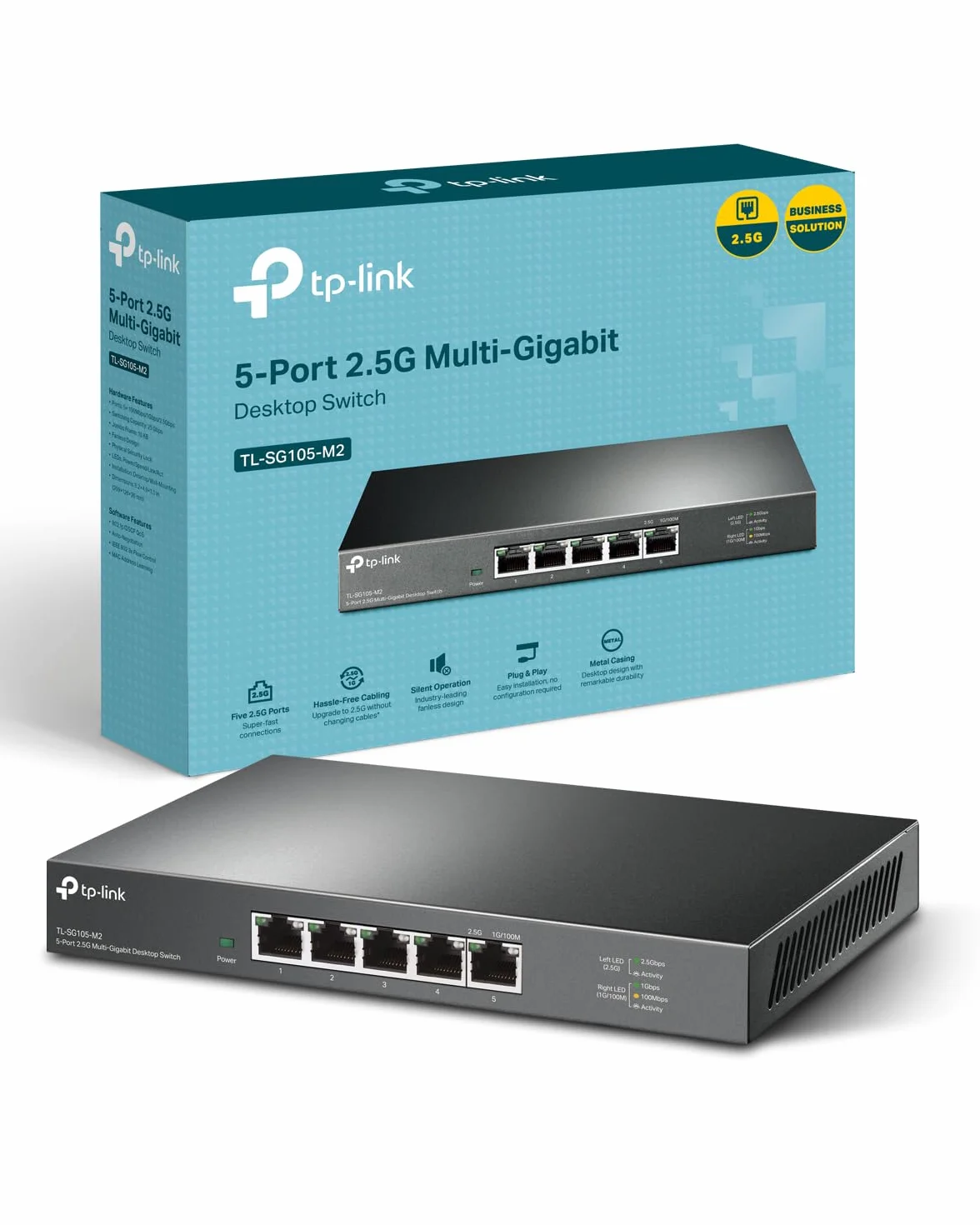 TP-Link Switch 2.5 Gigabit 5 Ports Métal Silencieux TL-SG105-M2