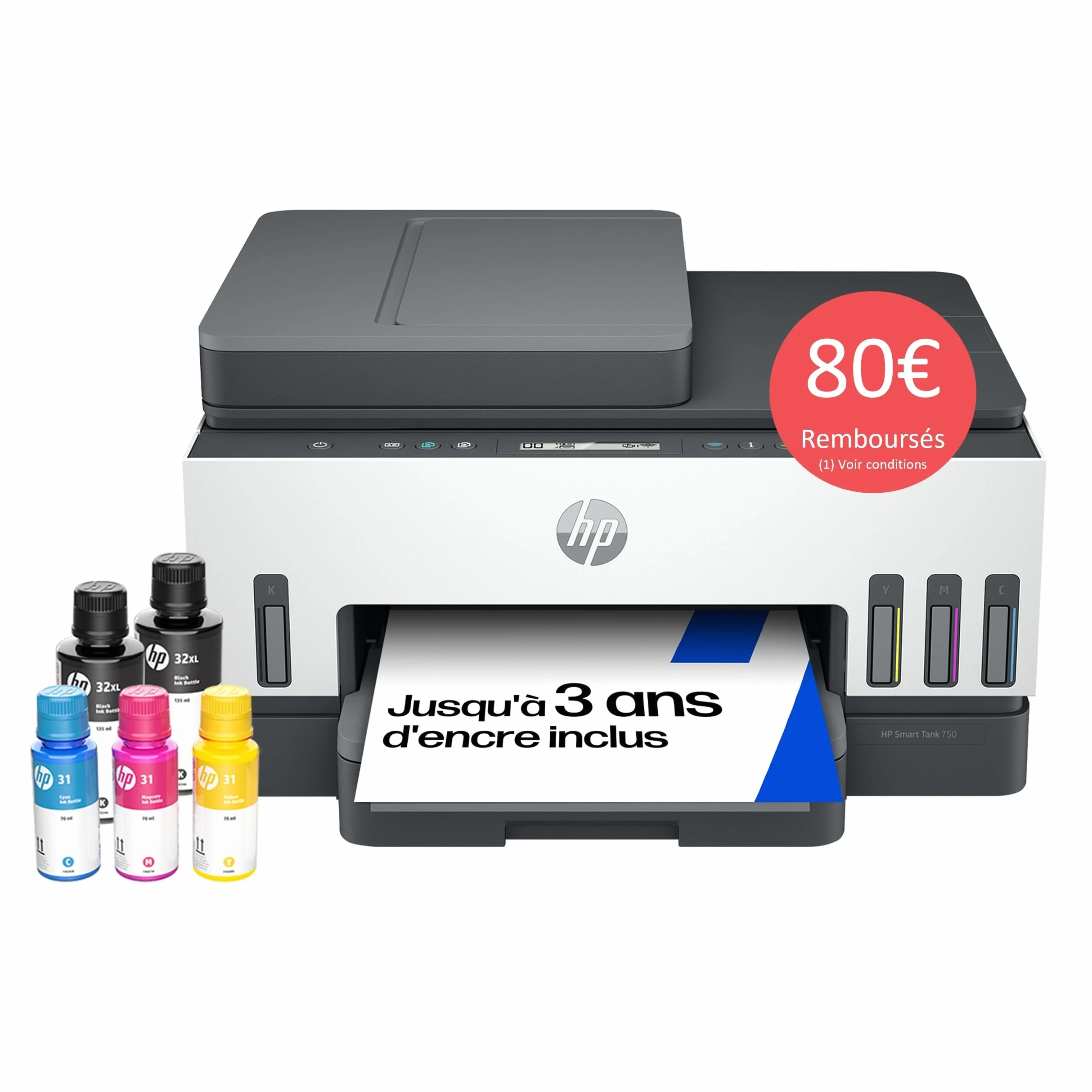 HP Smart Tank 7305 Imprimante Multifonction Couleur Réservoir d'encre Haut Volume Wi-Fi Recto Verso Automatique Grise