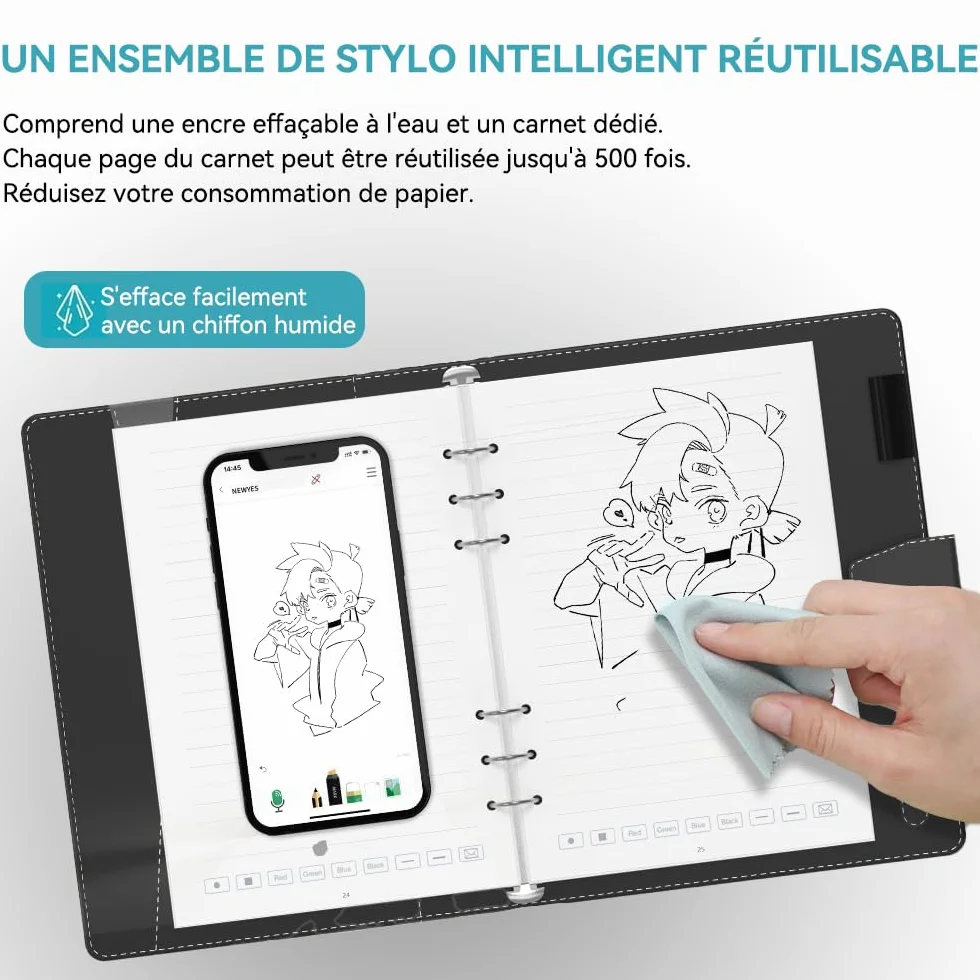 NEWYES Smart Pen 4.0 Set Syncpen numérique Bluetooth sans fil compatible iOS Android stylo étudiant