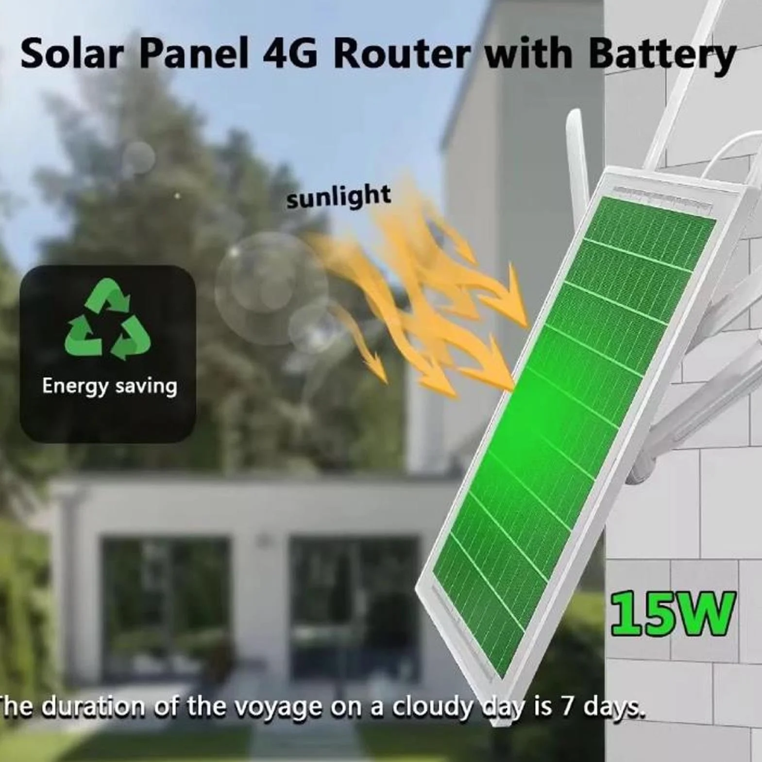 TOPINCN Routeur 4G Extérieur Solaire Modem LTE Wi-Fi Panneau Solaire 15 W IP66