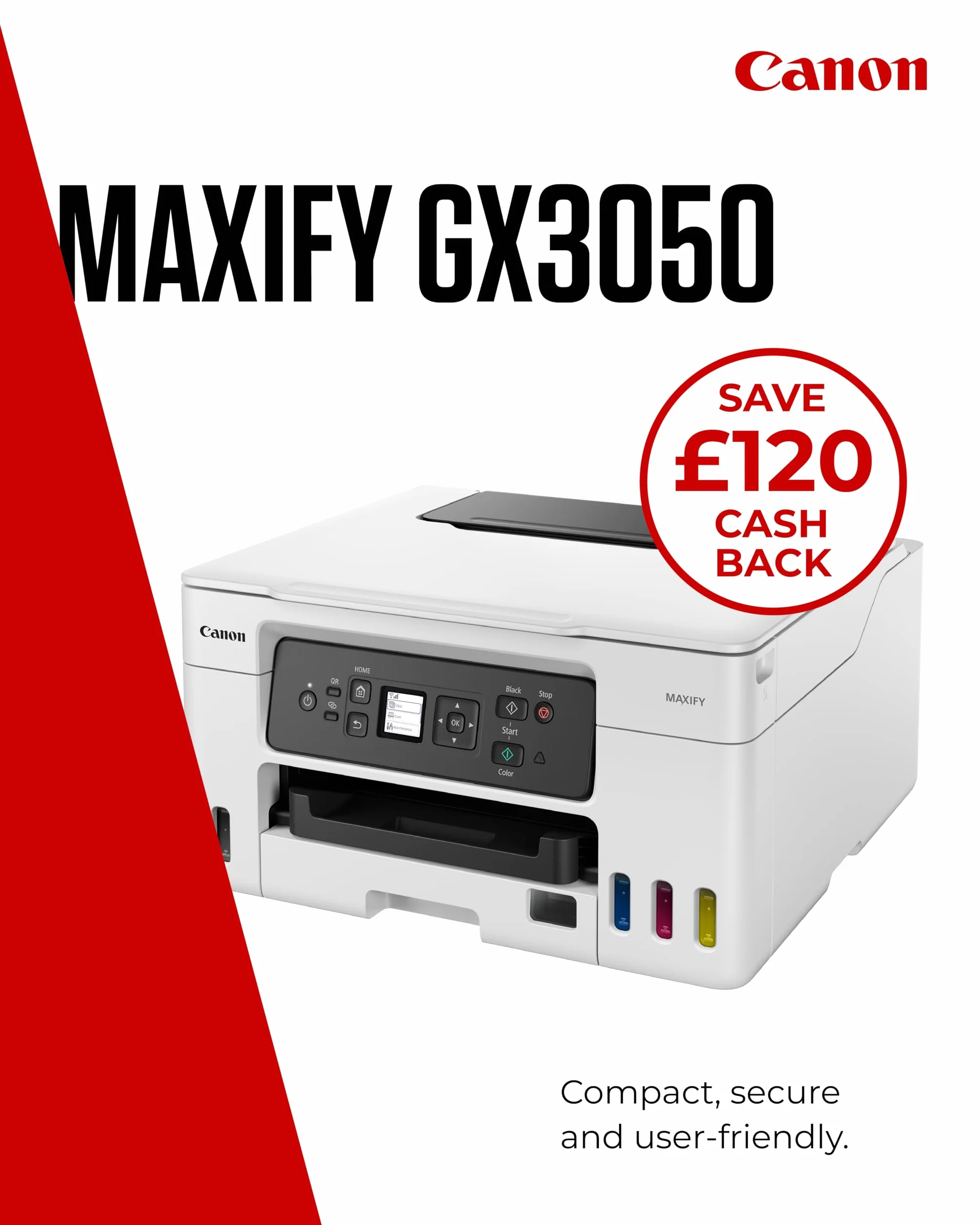 Canon Maxify GX3050 Multifunction Printer A4 Color InkJet Wi-Fi 600x1200 DPI Refillable