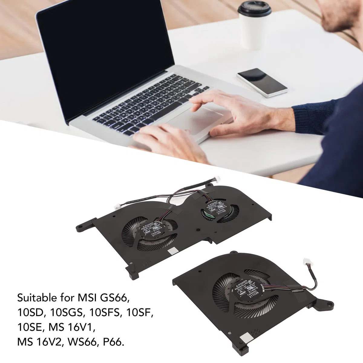 Ventilateur de Refroidissement CPU GPU pour GS66, 10SD, 10SGS, 10SFS, 10SF, 10SE, MS 16V1, MS 16V2, WS66, P66