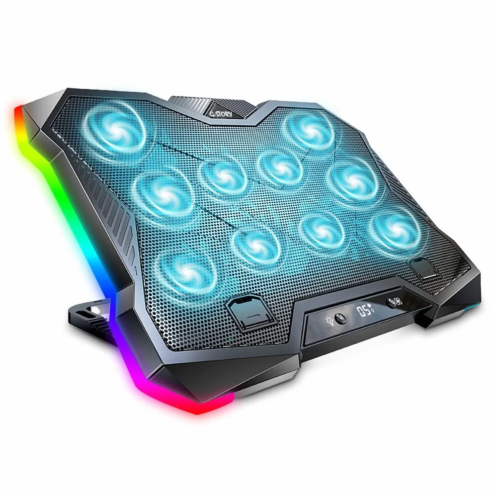 G-Story RGB Wind Refroidisseur PC Portable Ventilateur Ordinateur Portable 12-18" 10 Ventilateurs Silencieux 8 Hauteurs Réglables USB