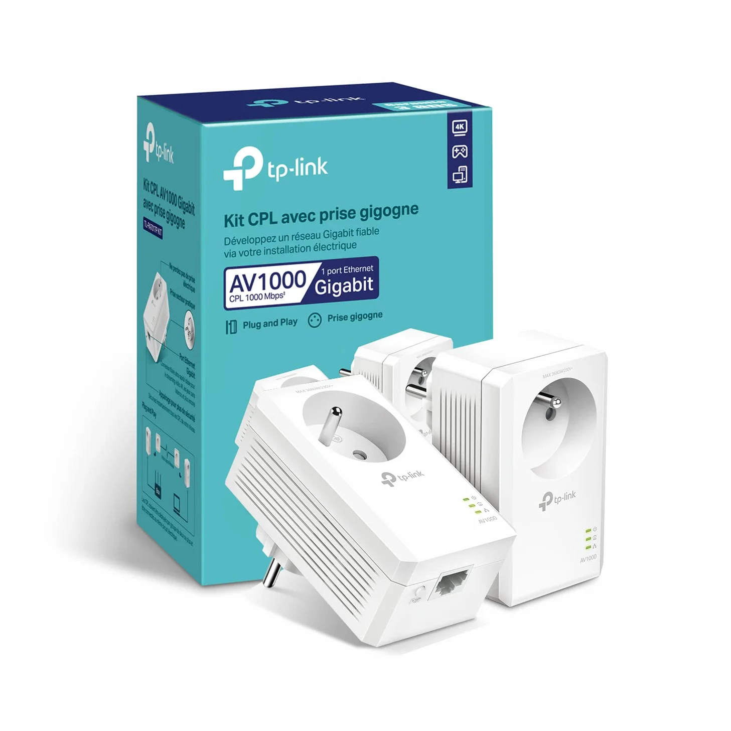 TP-Link CPL TL-PA7017P KIT 1000 Mbps Gigabit Prise Intégrée Pack de 2