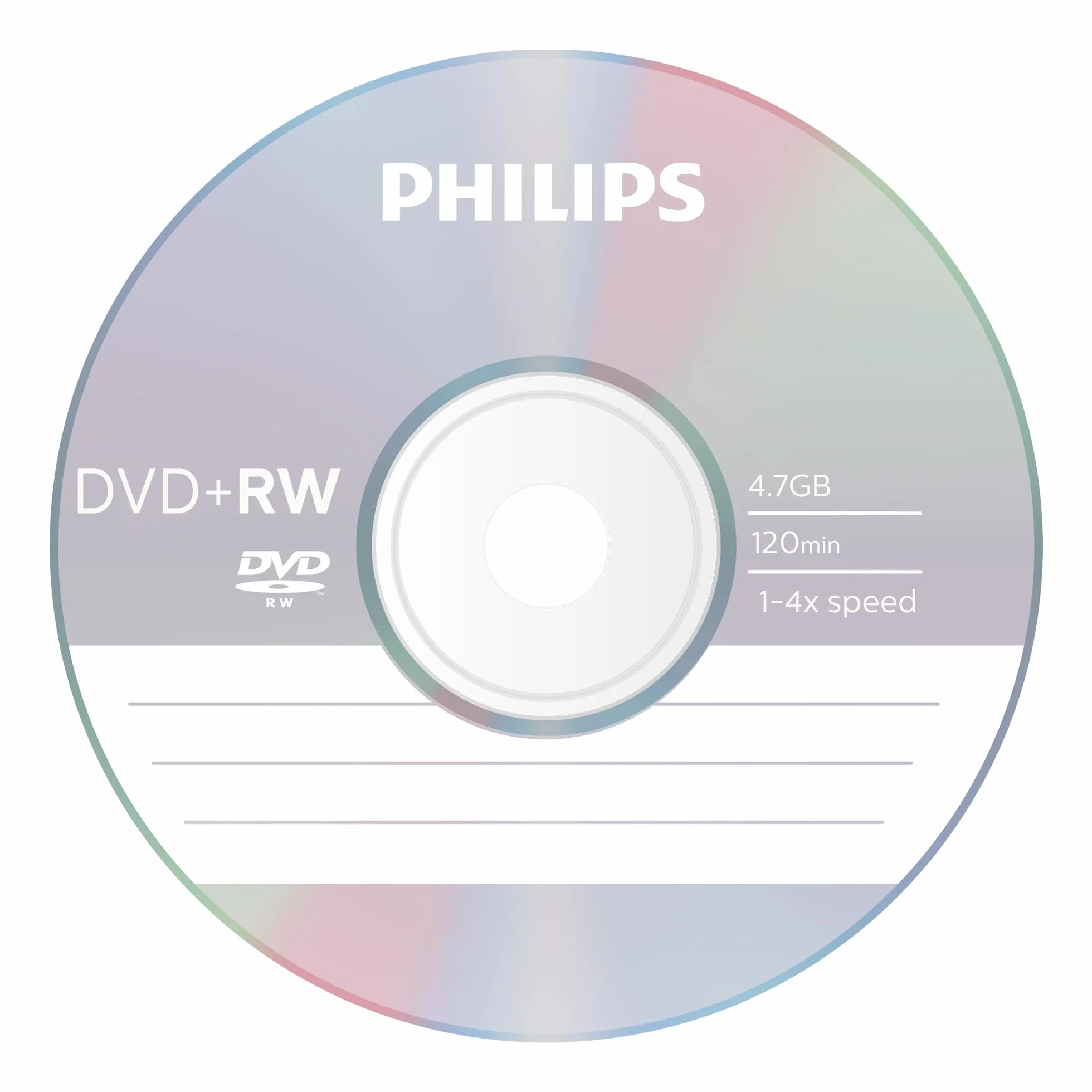 Philips DVD+RW High-Speed 4,7 Go 120 Min 1-4x Cake Box 25 pièces réinscriptible