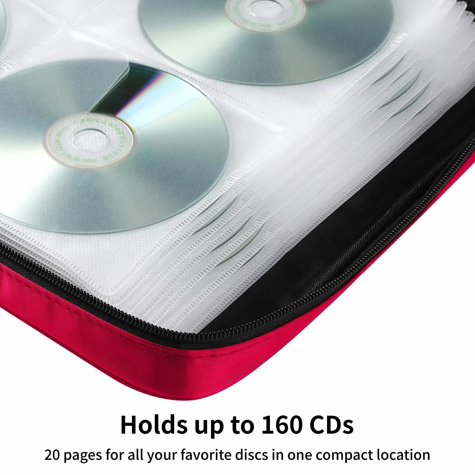 Étui de rangement pour CD et DVD 160 boîtiers capacité Organiseur portable Classeur de transport en plastique