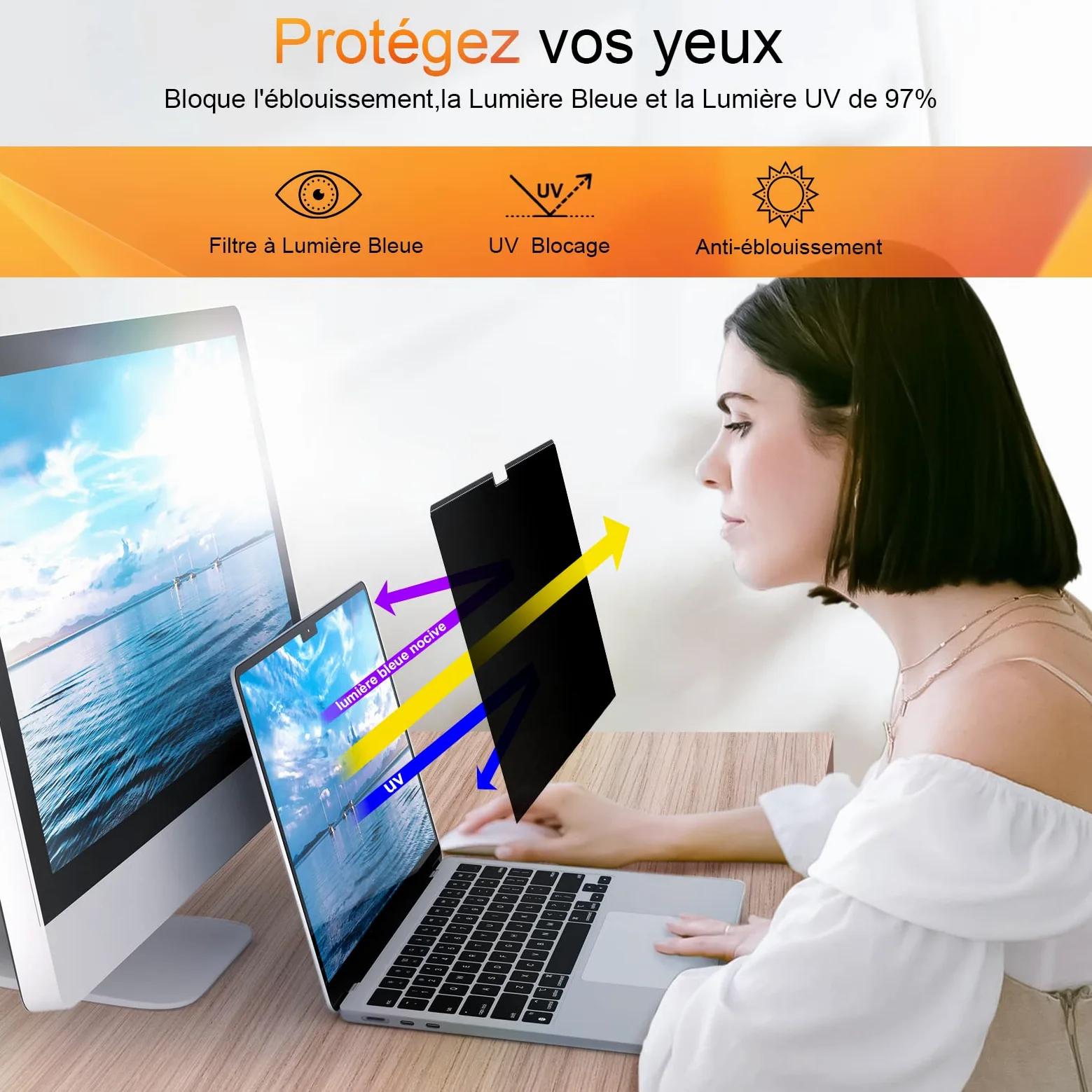 Magnétique Filtre de Confidentialité pour MacBook Pro 14 Pouces 2021-2026 M1-M5 Anti-Espion Bleu-Lumière Amovible