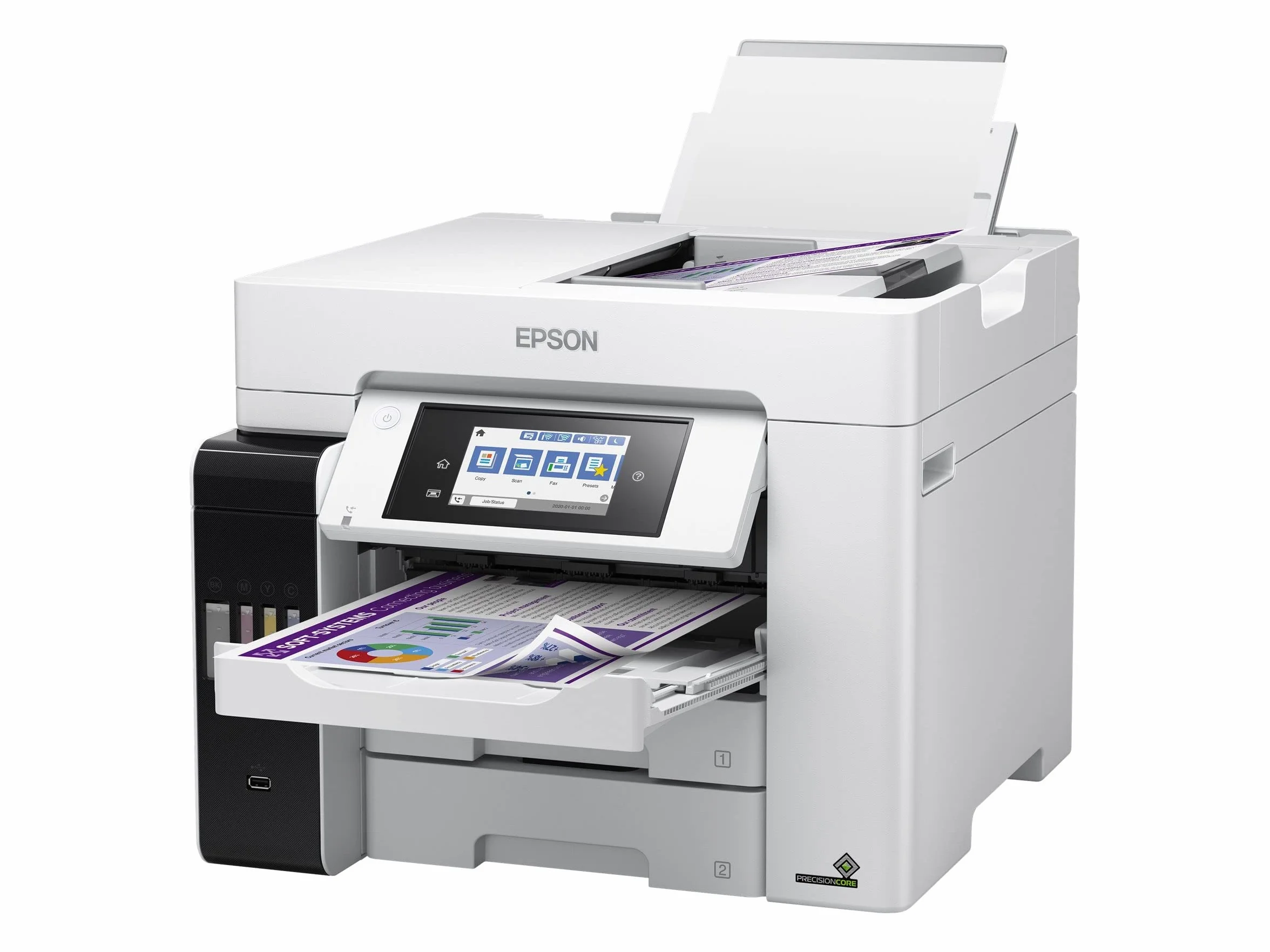 EPSON ET-5880 EcoTank Imprimante Multifonction Jet d'encre USB LAN Wi-Fi Blanc Noir
