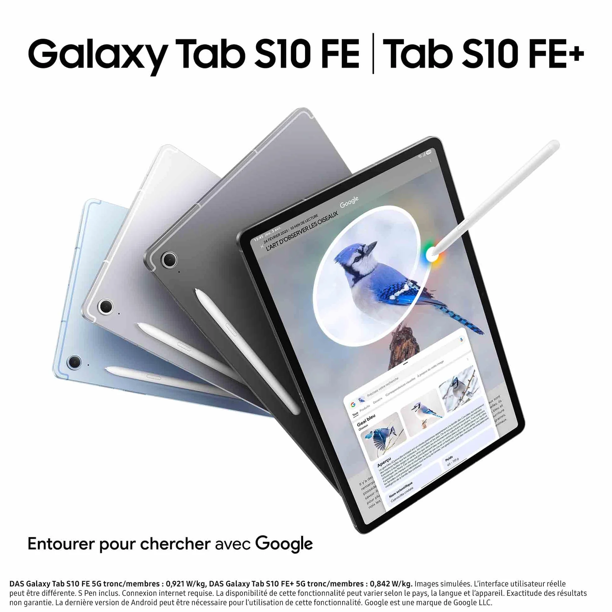 Samsung Galaxy Tab S10 FE Tablette Android 5G 10.9" 256 Go S Pen IP68 Gris Anthracite