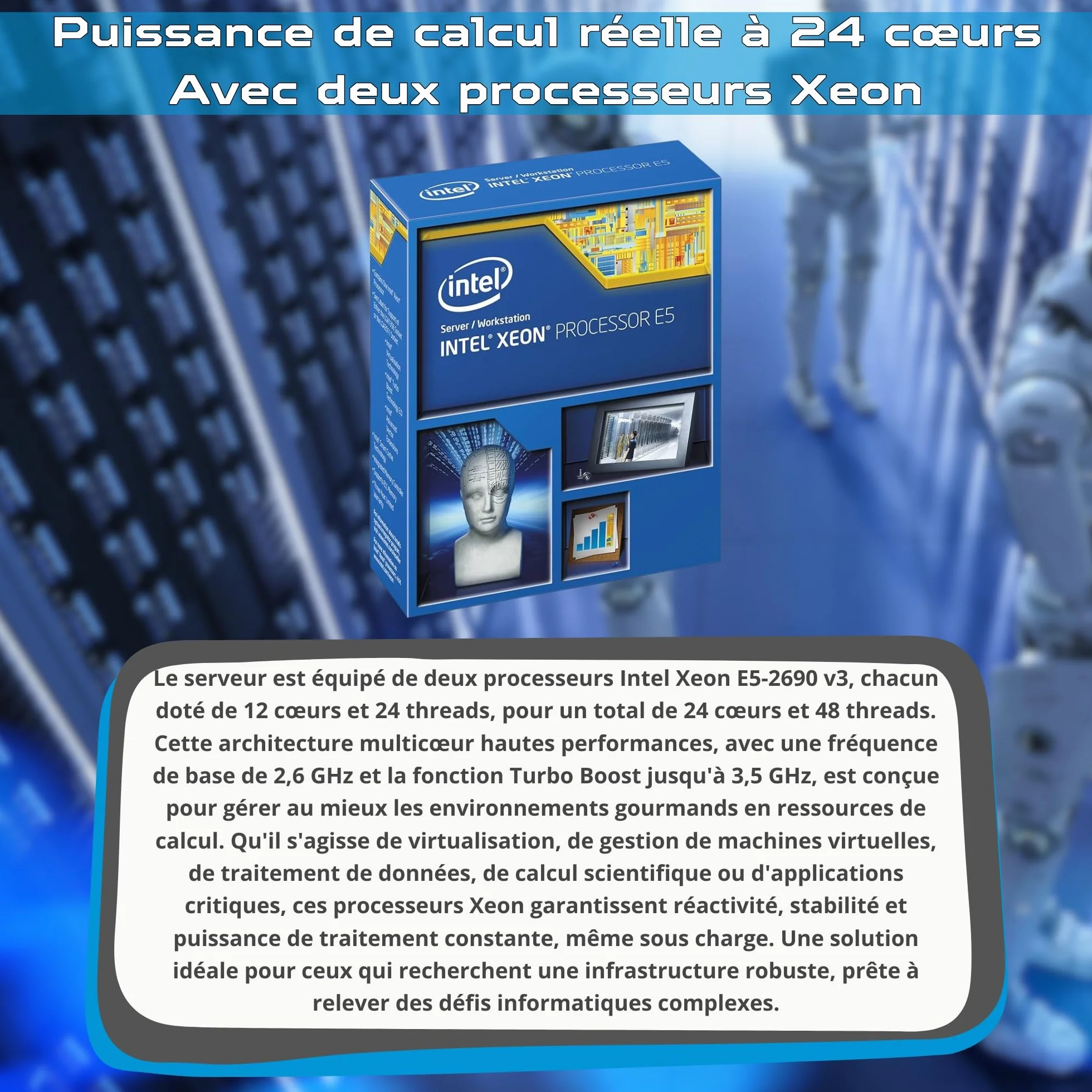 HP ProLiant DL380 Gen9 Serveur 2x Xeon 2690 V3 128 Go RAM 2x SAS 3.5" 4 To iLO H8404 Reconditionné