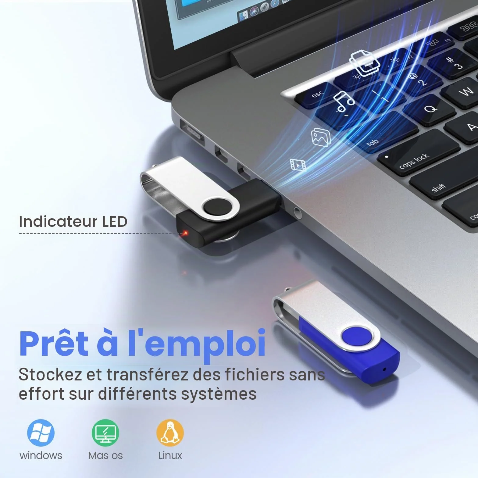 ABLAZE Clé USB 2.0 16 Go Lot de 10 Pivotant