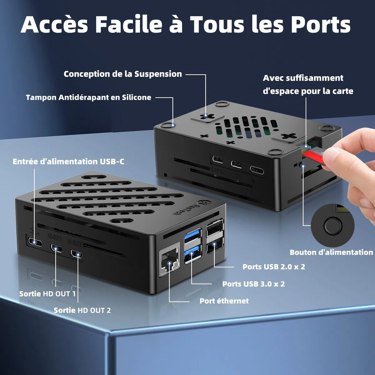 RasTech Raspberry Pi 5 16GO Kit 64GO Edition avec Active Cooler,Alimentation 27W 5.1V5A USB-C,Pi5 16GO Board,Kit Lecteur de Carte 64GO,Boîtier Pi 5,Double 4K Câbles de HD Out,Manuel d'utilisation
