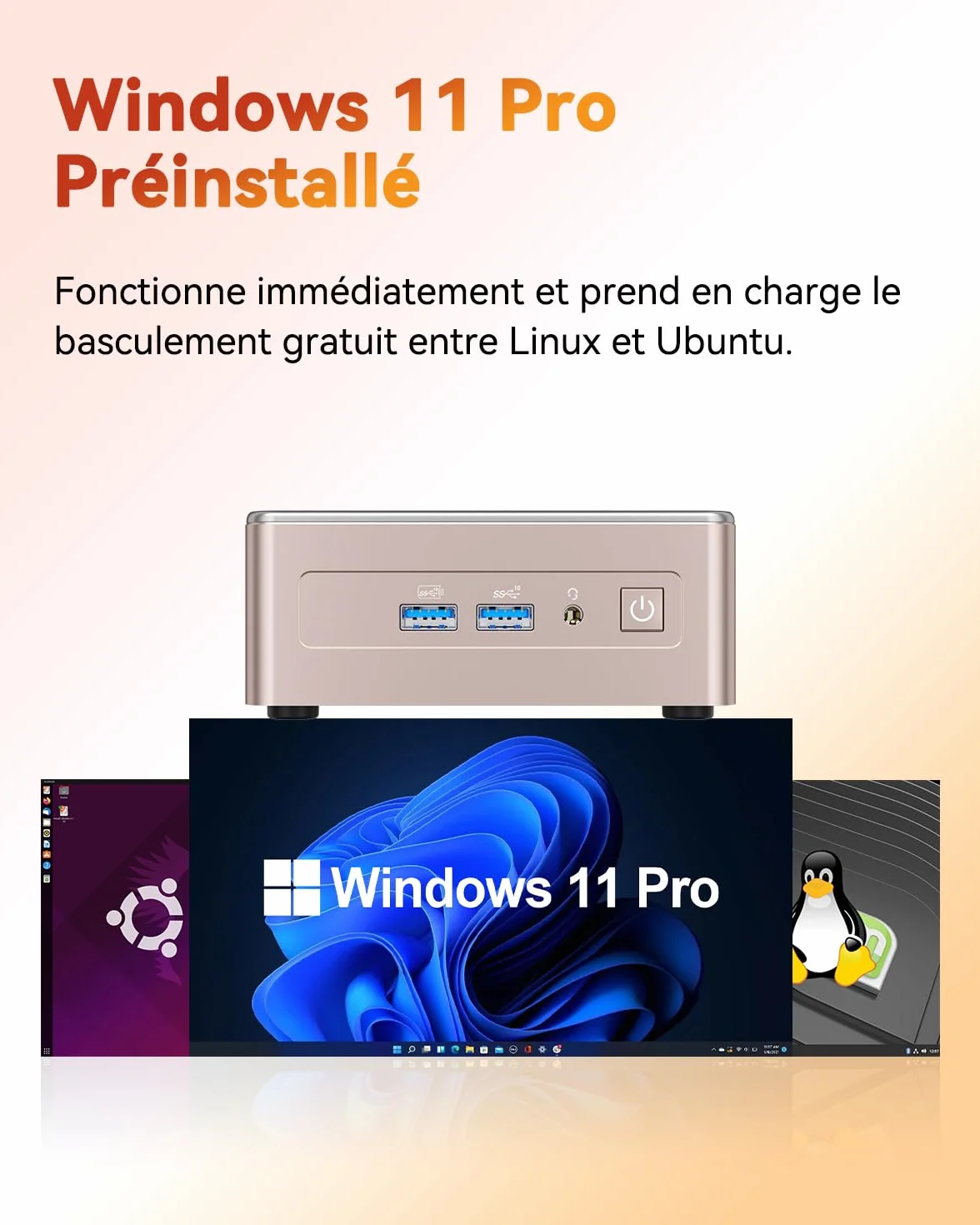 GEEKOM A5 Mini PC AMD Ryzen 5 7430U 512Go SSD 16Go RAM Windows 11 Pro