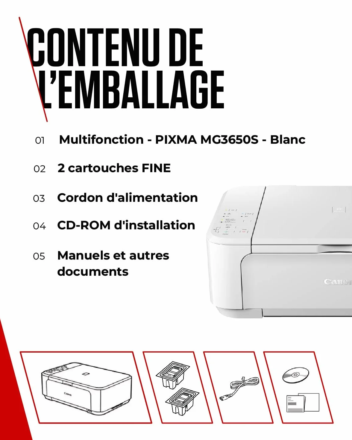 Canon PIXMA MG3650S Imprimante Tout-en-Un sans Fil pour la Maison