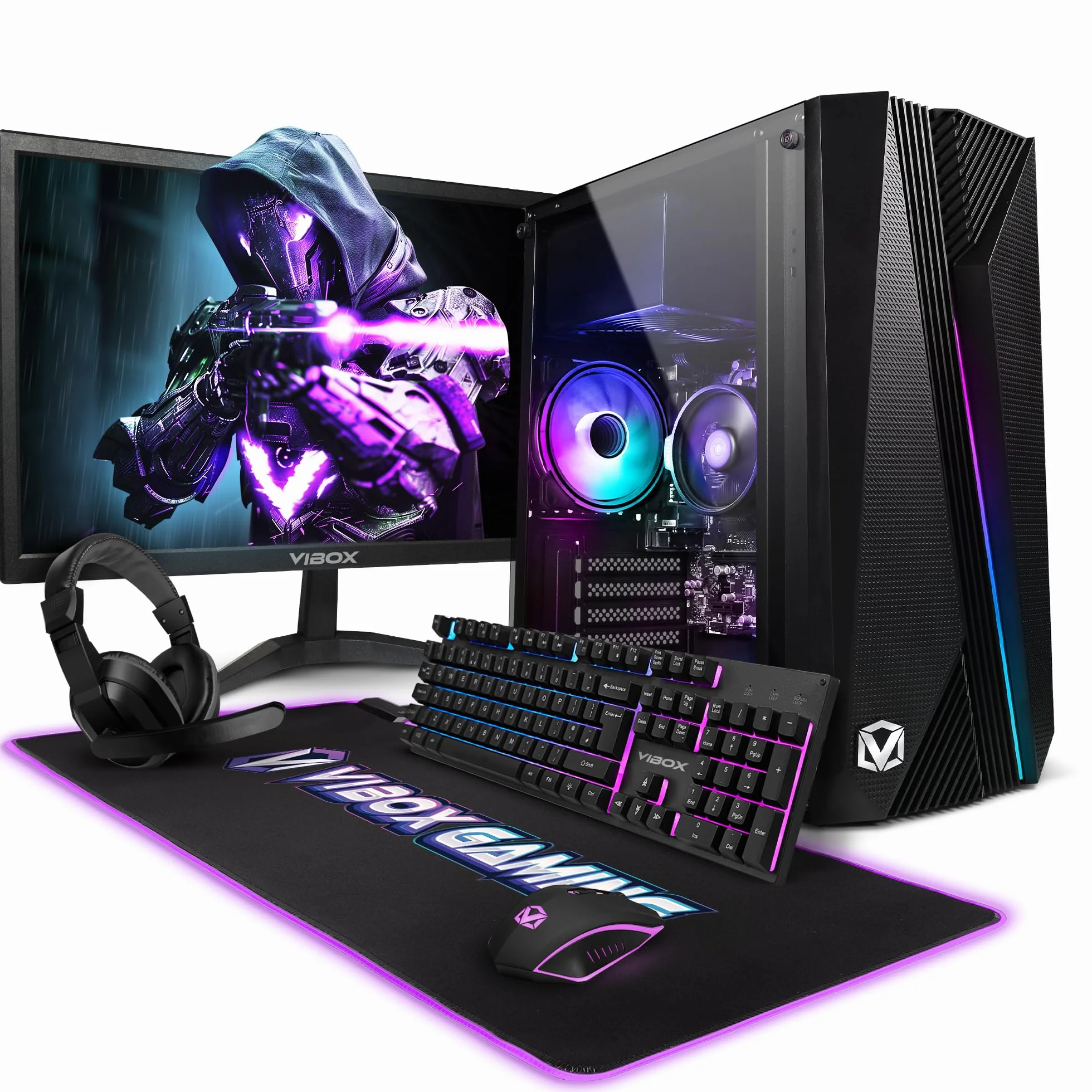 VIBOX I-28 PC Gamer 22" Écran AMD Ryzen 3 3200G Radeon Vega 8 16 Go RAM 500 Go SSD Windows 11 WiFi 6 Bluetooth 5.4