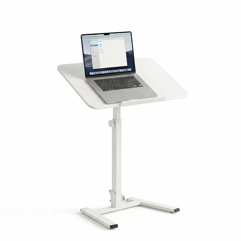 MUSSO AnyDesk D7 Bureau Mobile Pliable pour Ordinateur Portable, réglable en Hauteur 75-108 cm, Plateau inclinable 0-90°, Blanc