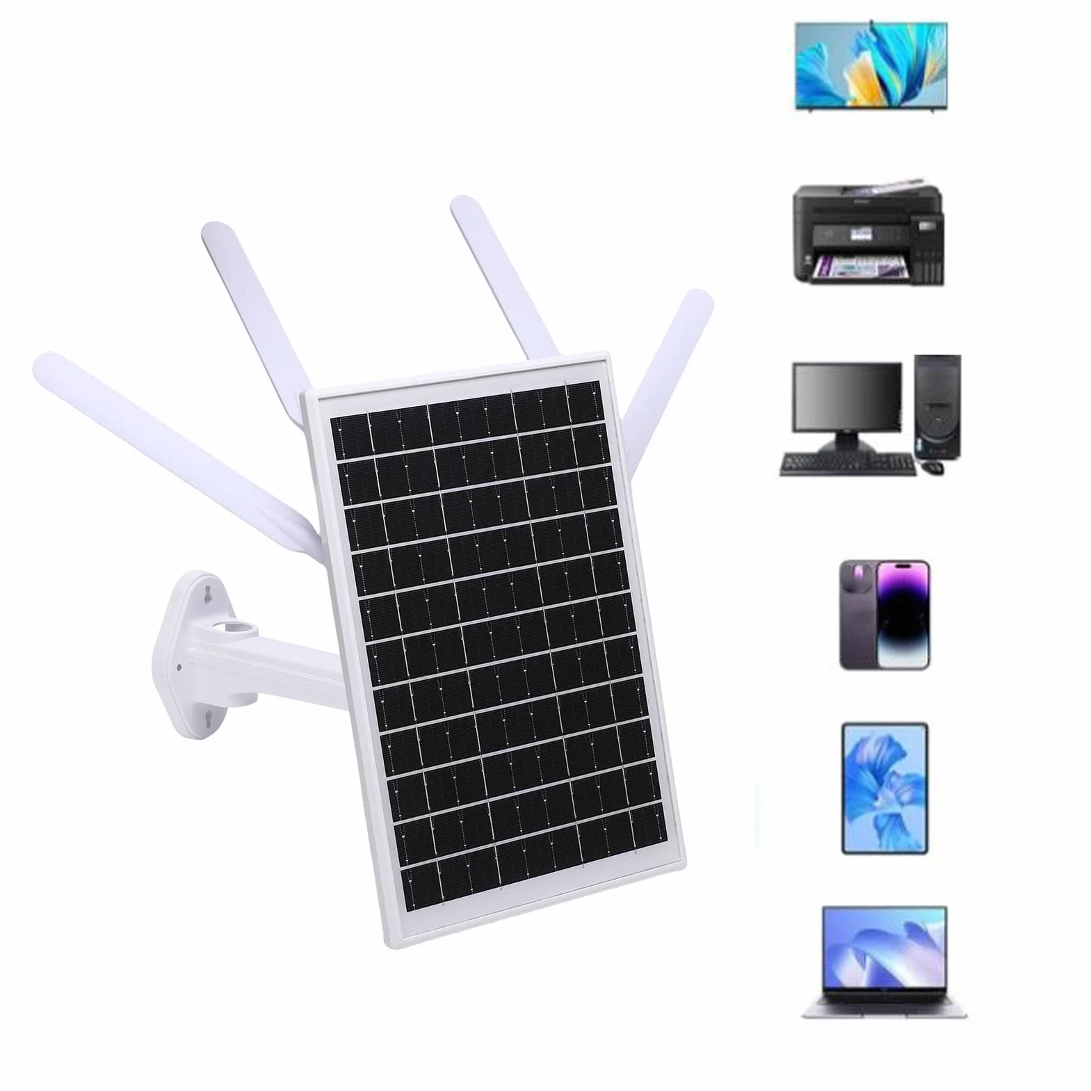 ASHATA Routeur 4G Solaire WiFi 6 Extender 300 Mbps 18000mAh 8 Antennes Noires