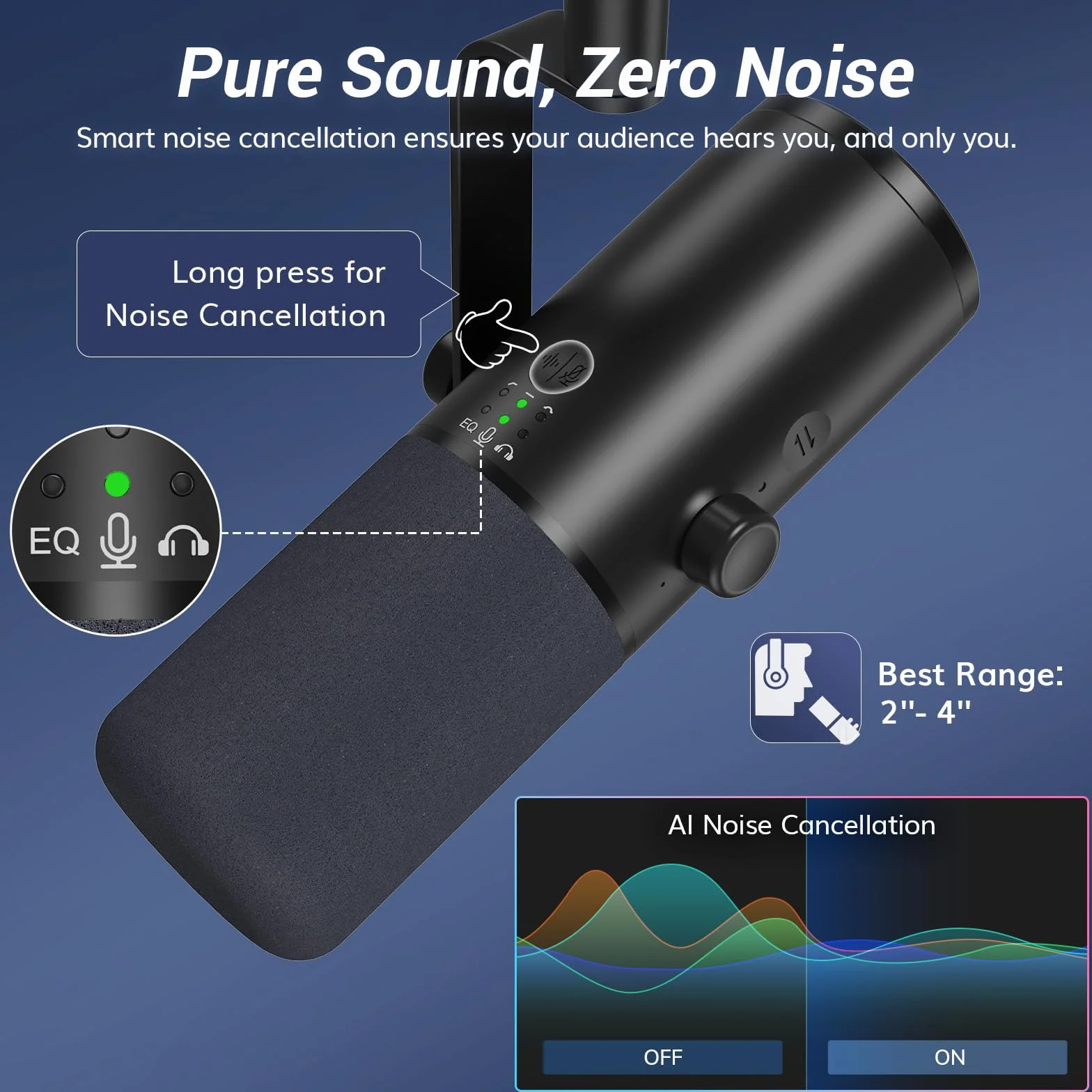 TONOR TD510 AIR H+ Micro Gaming Dynamique USB/XLR Cardioïde avec Bras de Support pour Podcasting, Streaming, Enregistrement Vocal