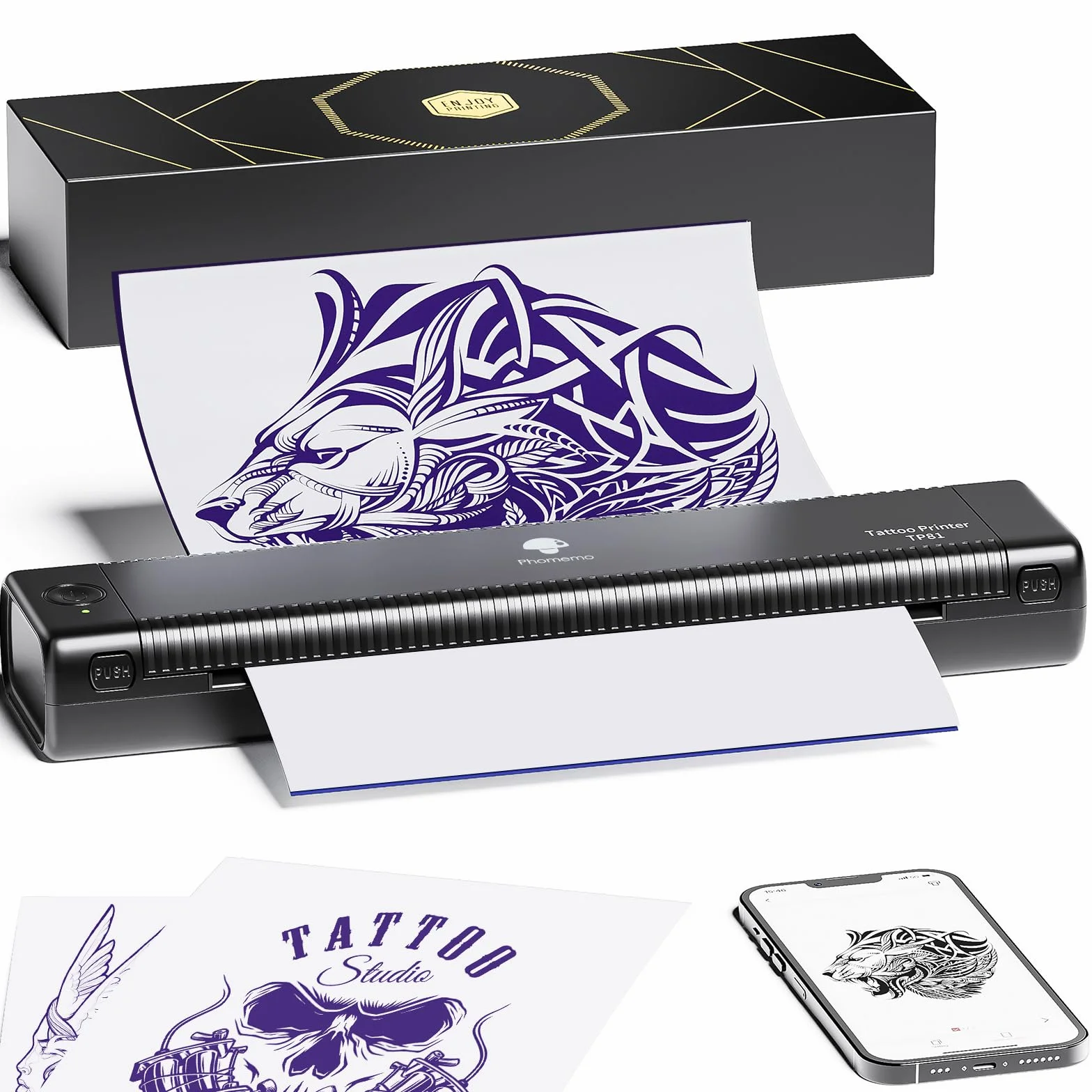 Phomemo TP81 Imprimante Thermique A4 Tatouage Stencil Compatible iOS Android Mac