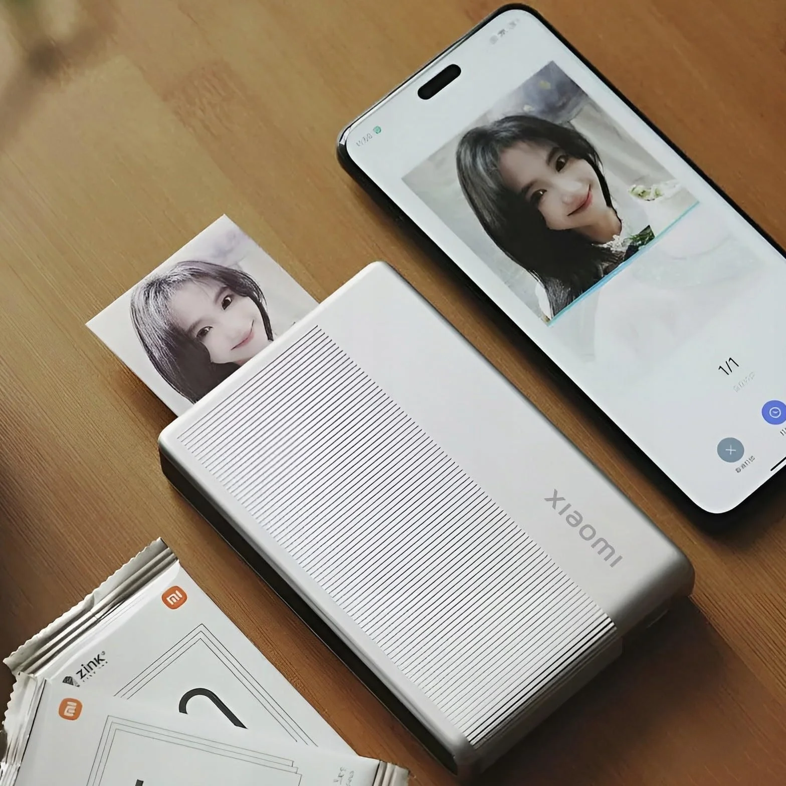 Xiaomi Imprimante Photo Portable 1S, Impression sans Encre, 180 g, Bluetooth, 5 Films