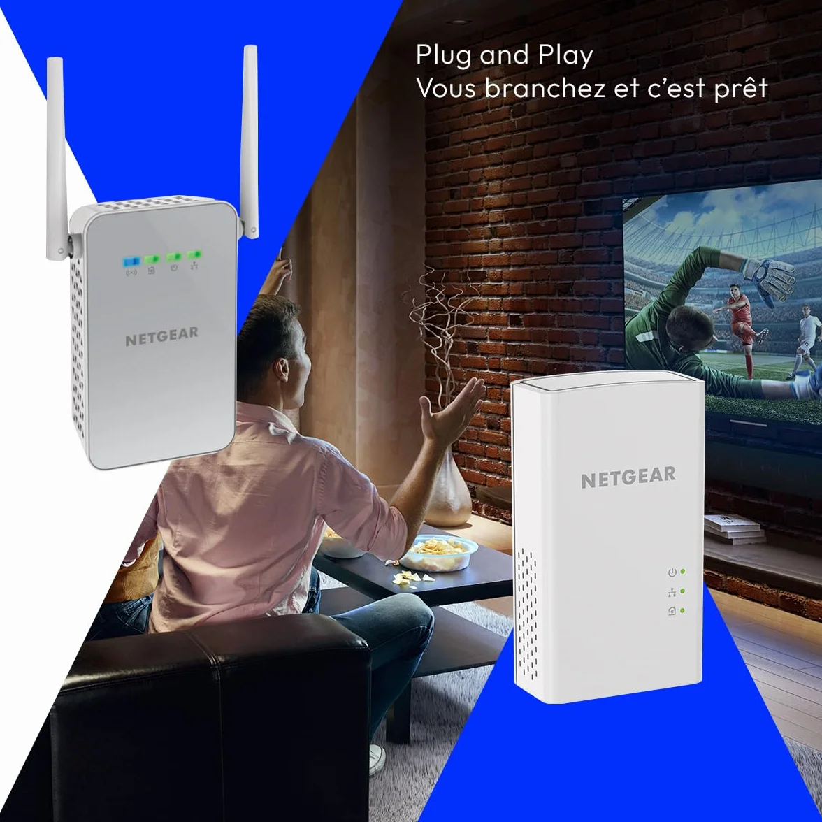 NETGEAR PLW1000 CPL WiFi 1000 Mbps 1 Port Ethernet Prise CPL Fibre