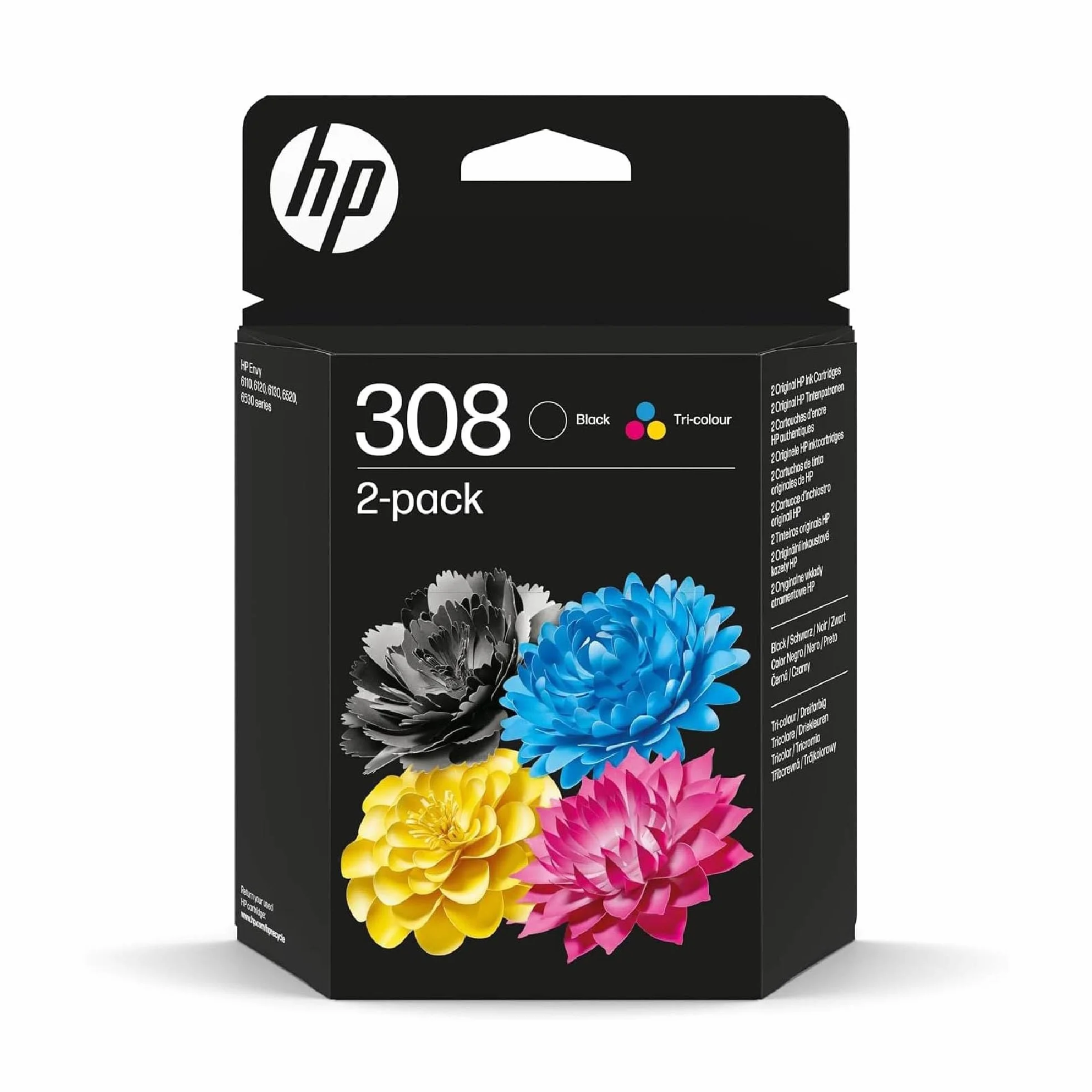 HP 308 Cartouches d’Encre Authentiques Noir/Trois Couleurs Pack de 2