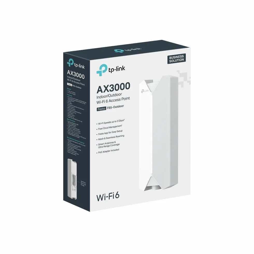 TP-Link Festa F65-Outdoor Point d'accès WiFi 6 Extérieur PoE AX3000Mbps IP67 Gigabit Cloud Gratuite