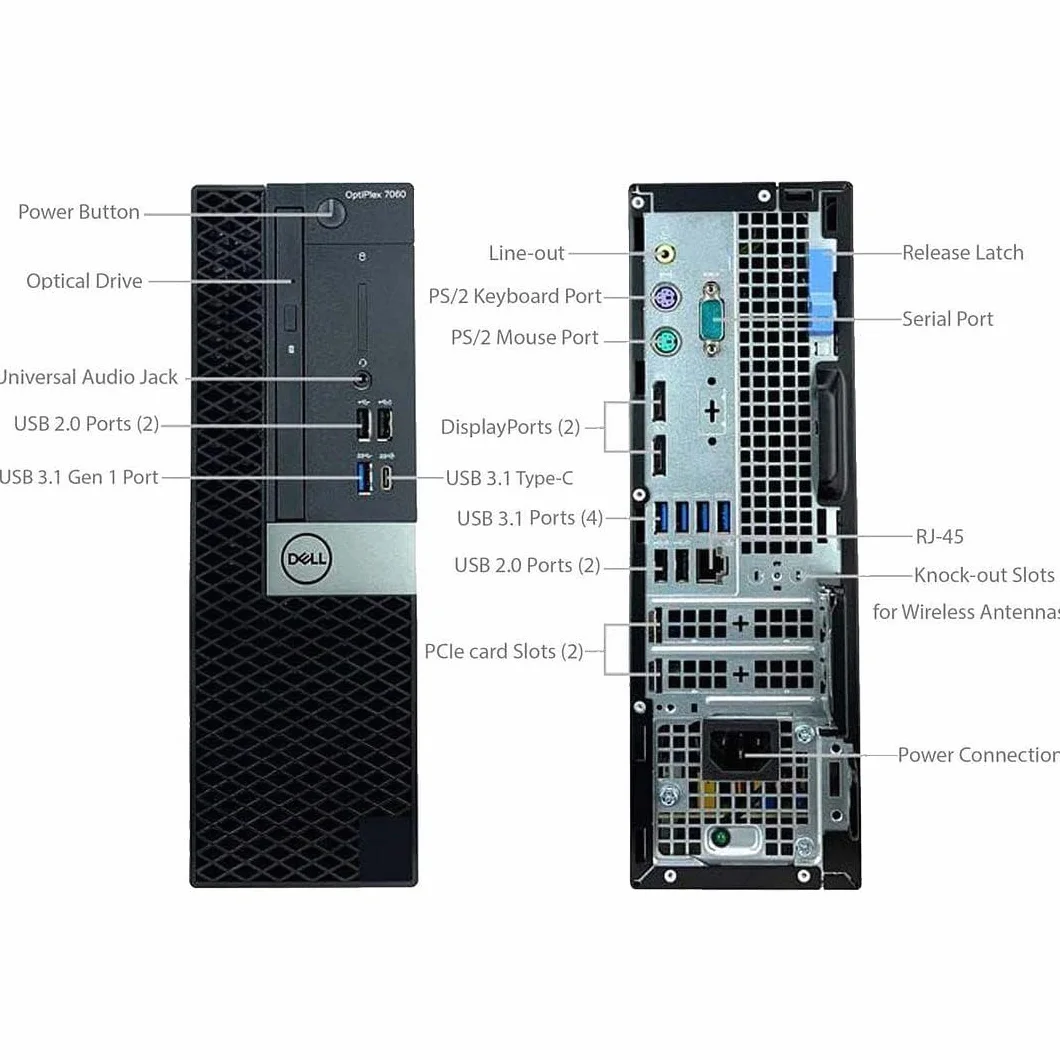 Dell Optiplex 7060 SFF Ordinateur de Bureau Intel Core i5-8500 8 Go RAM SSD 256 Go WiFi Bluetooth Windows 11 Pro Reconditionné