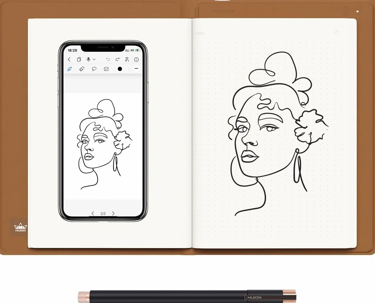 HUION Note X10 Tablette de Dessin Numérique 2 en 1 sans Fil Bluetooth