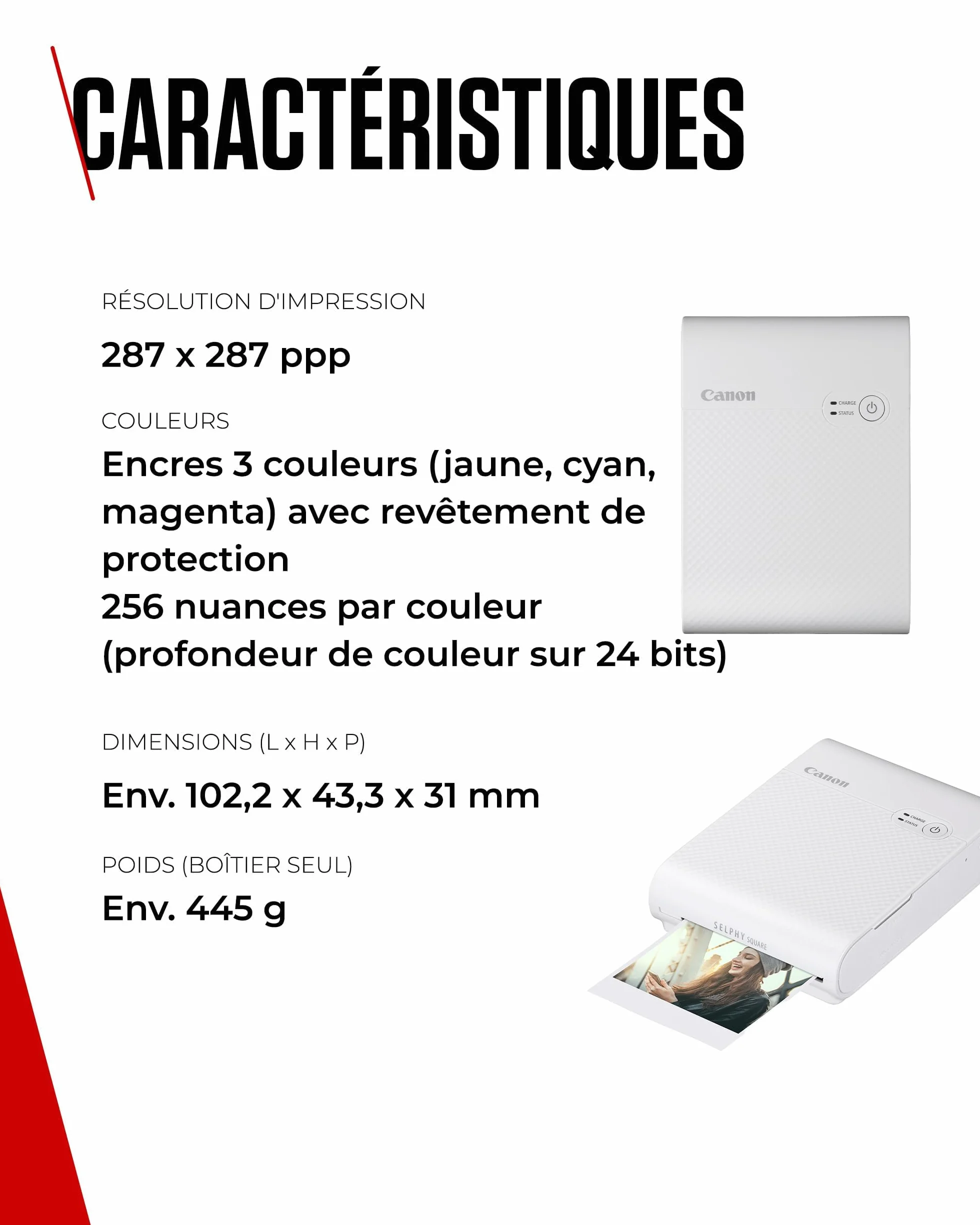 Canon SELPHY Square QX10 Imprimante Photo Portable - Blanc