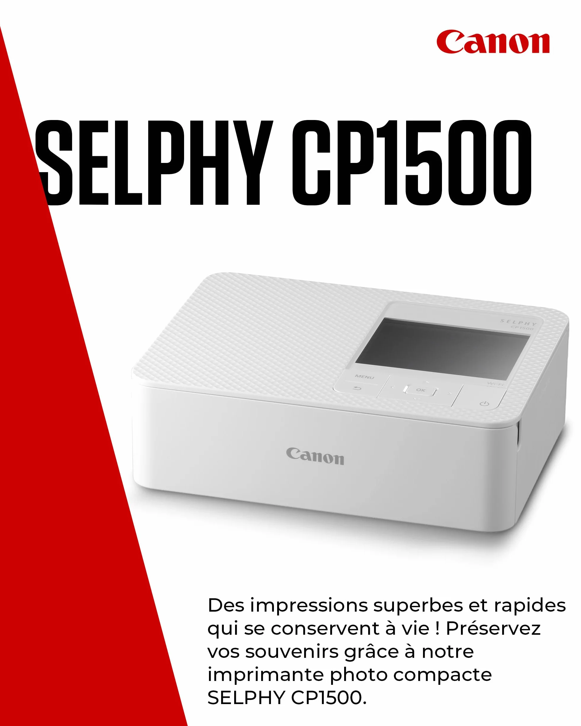 Canon SELPHY CP1500 Imprimante Photo Portable sans Fil USB-C Carte SD Blanc
