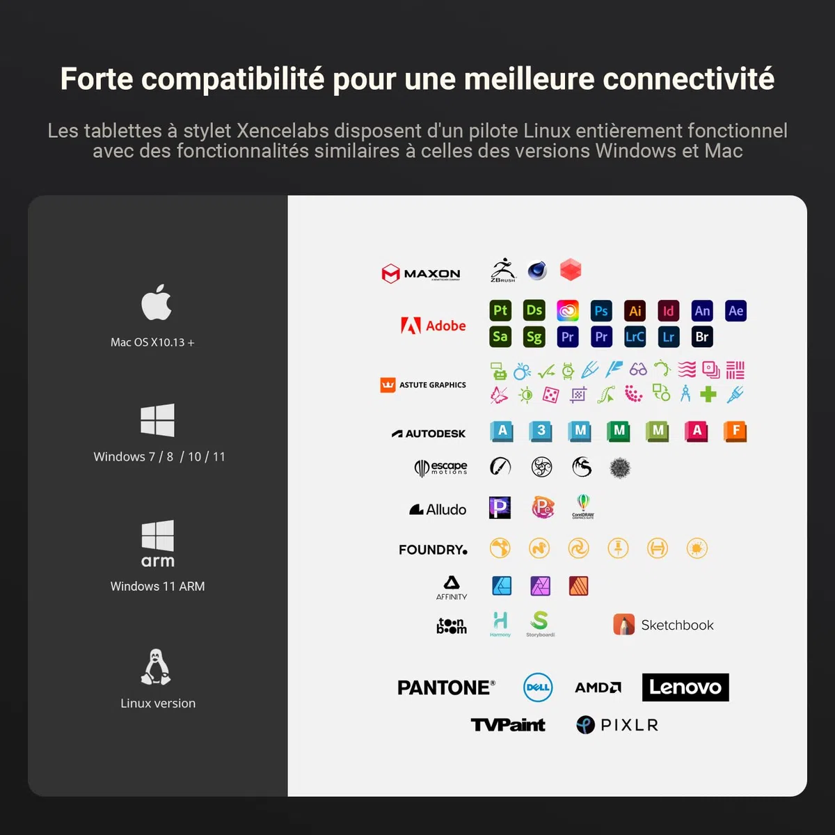 Xencelabs Pen Tablet Medium Tablette Graphique, Tablette Dessin Graphique sans Fil, 2 Stylets sans Batterie 12 Pouces Ratio 16:9 Tablette pour Windows-Arm/Windows/Mac/Linux