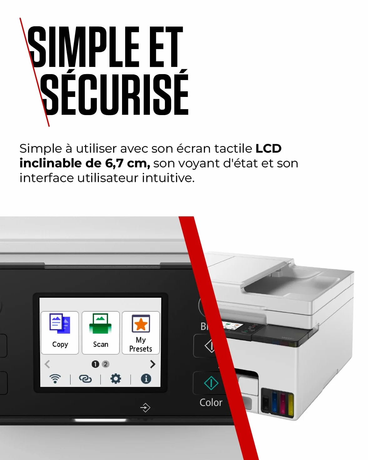 Canon MAXIFY GX2050 Imprimante A4 Couleur Jet d'encre MegaTank Tout-en-Un Wi-Fi Ethernet USB