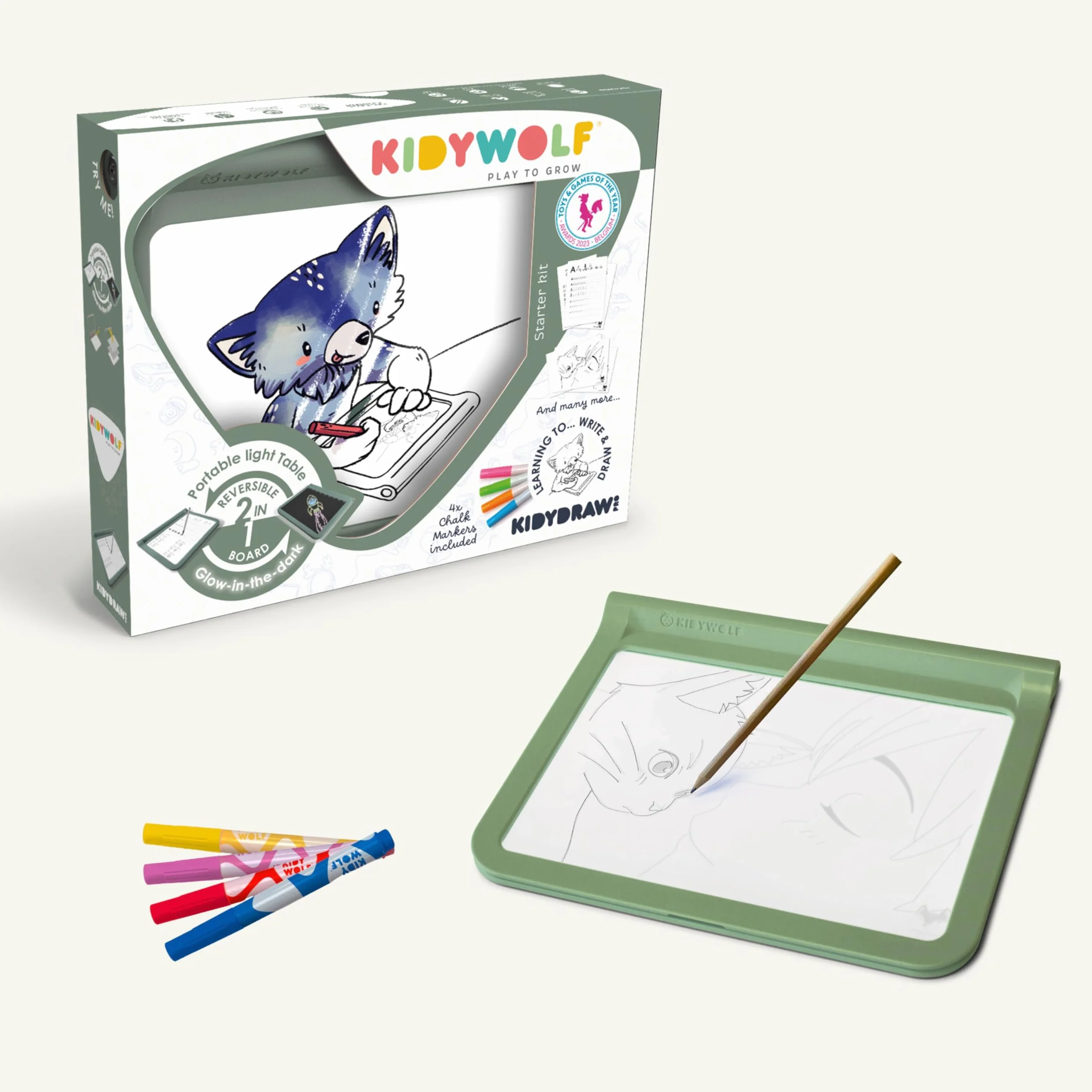 KIDYWOLF KIDYDRAW Pro – Tablette Lumineuse Dessin Enfant avec Écran LED et Tableau Néon Rechargeable