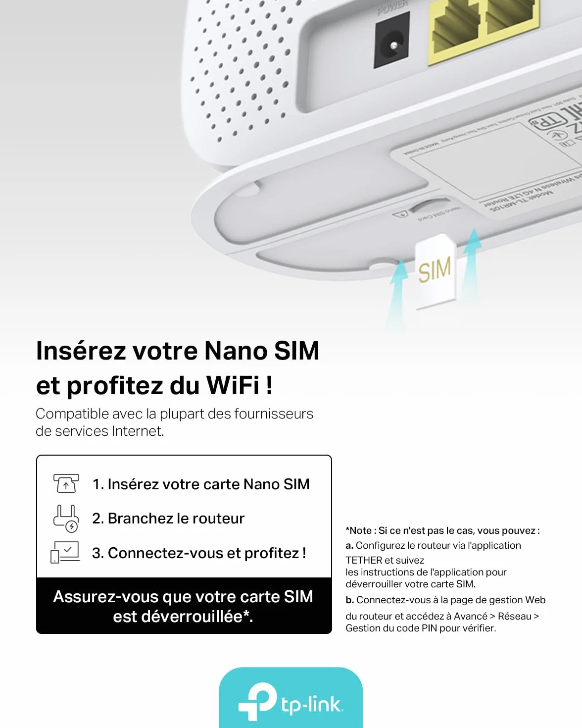 TP-Link TL-MR105 Routeur 4G LTE 300 MB/s 1 Port LAN/WAN 1 Port LAN Carte SIM 32 Appareils
