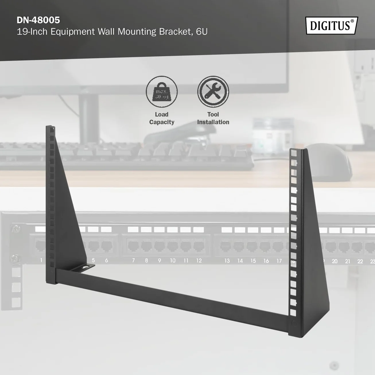 DIGITUS DN-48005 Cadre 19 Pouces 6U Montage Mural Vertical Noir 283 x 504 x 151 mm
