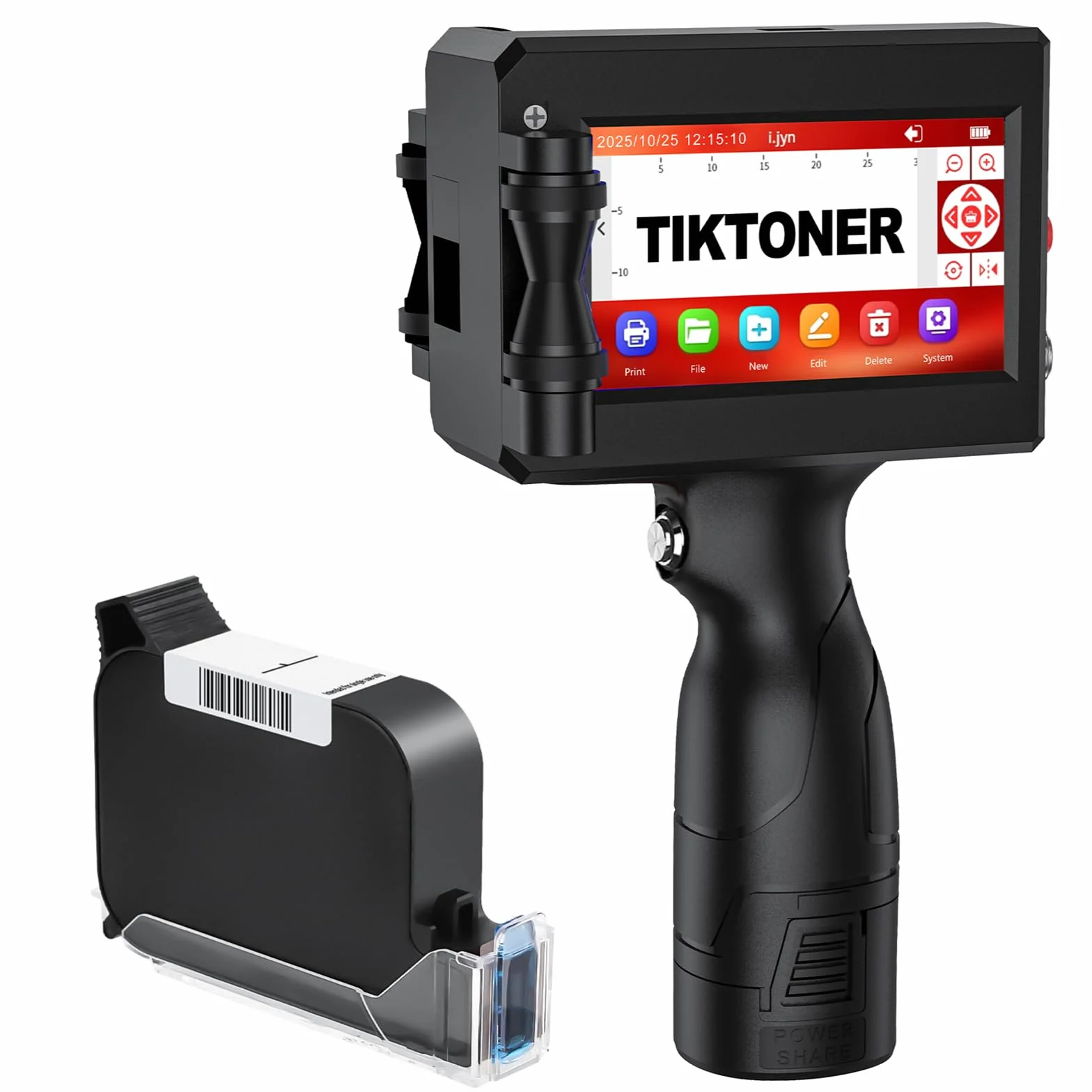 Imprimante à Jet d'encre Portable TIJ2510 avec Cartouche à Séchage Rapide pour Texte Logo Date Code QR Barcode
