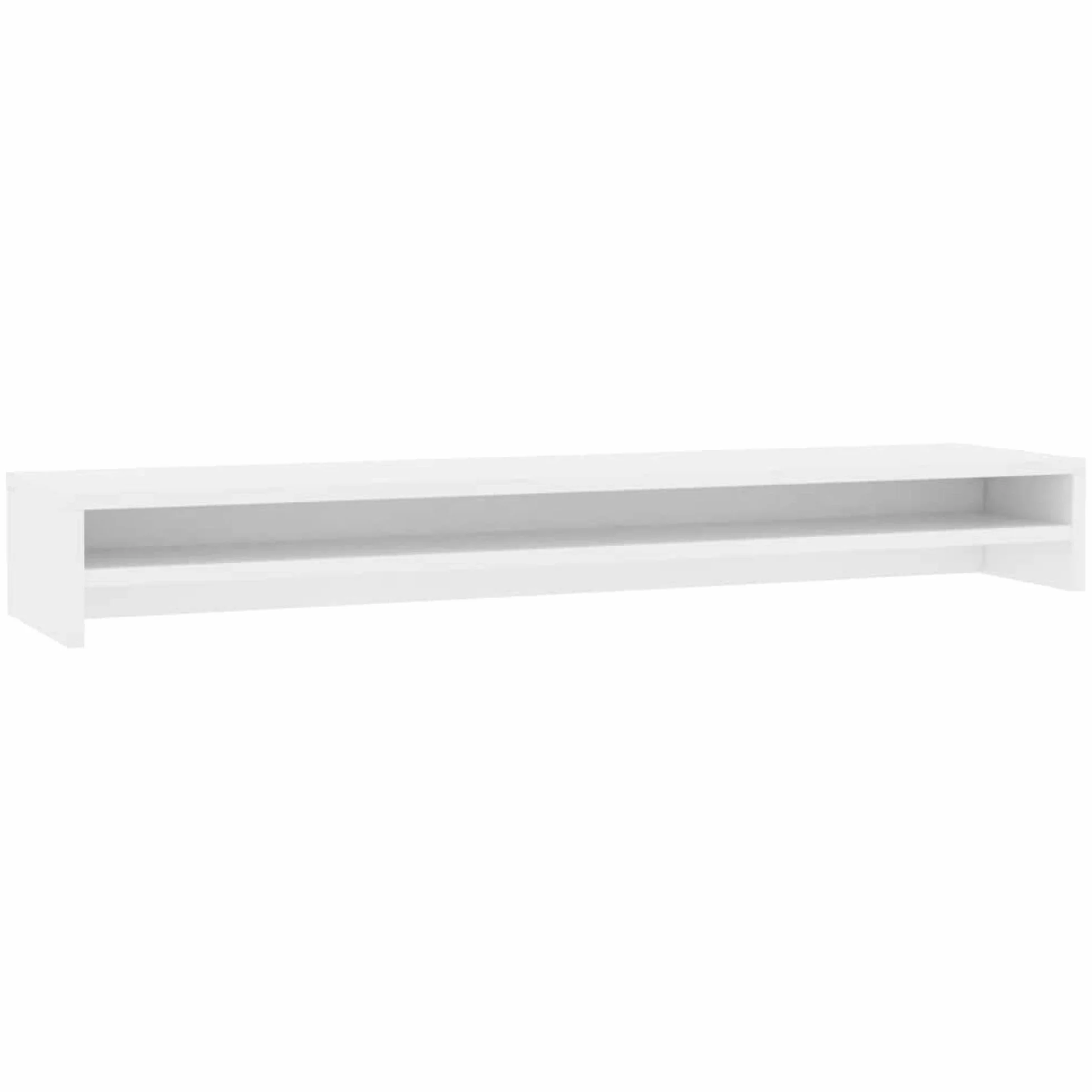 vidaXL Support écran 100x24x13 cm 2 niveaux Bois reconstitué Blanc Rehausseur de bureau avec rangement