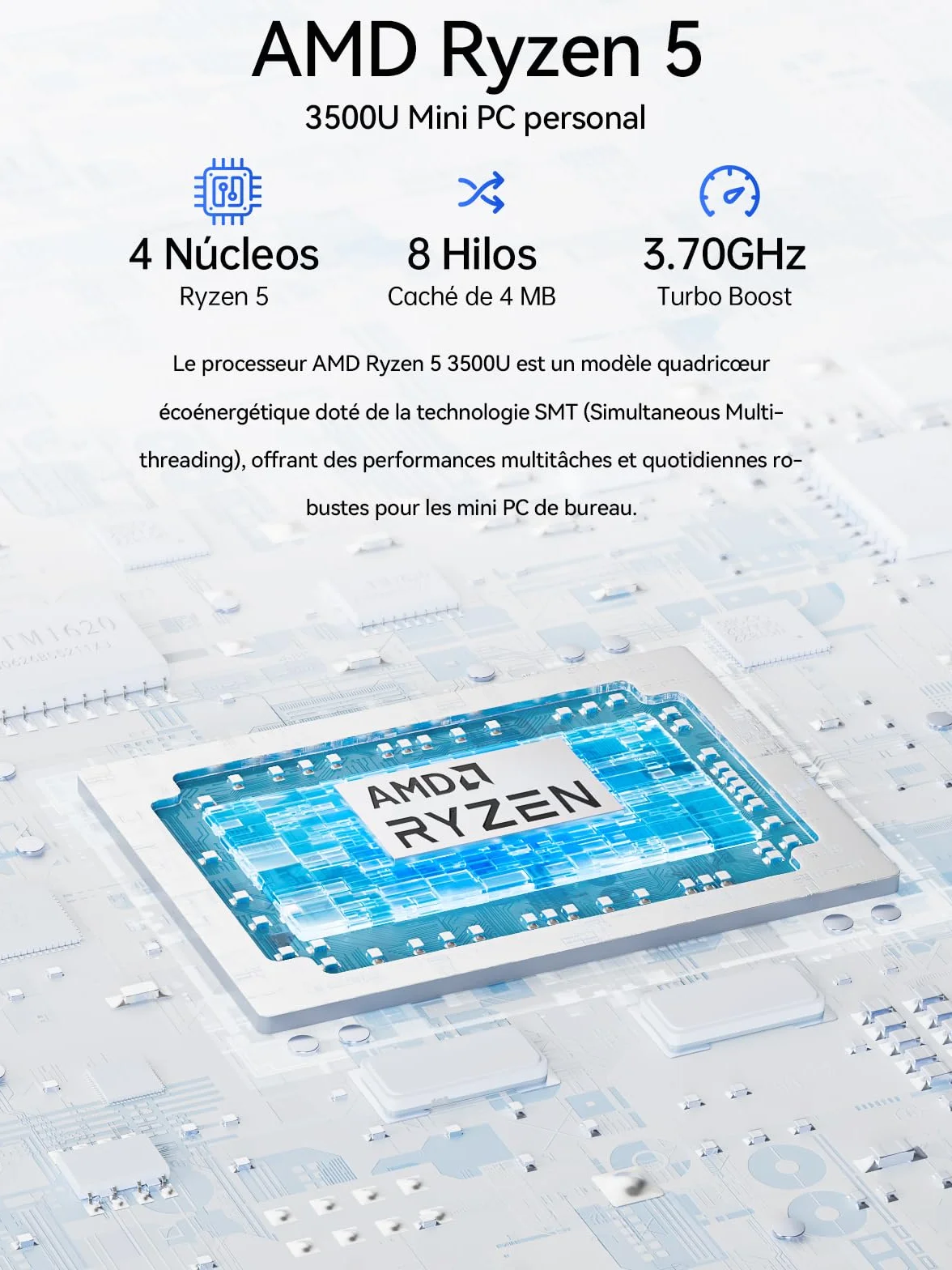 GMKtec NucBox G10 Mini PC Ryzen 5 3500U 16Go DDR4 256Go SSD USB-C WiFi 5 BT 5.0 W11 Pro