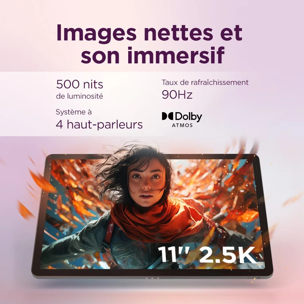 Lenovo Idea Tab 11'' 2.5K 90Hz Tablette Tactile 8Go RAM 128Go Android 15 Gris