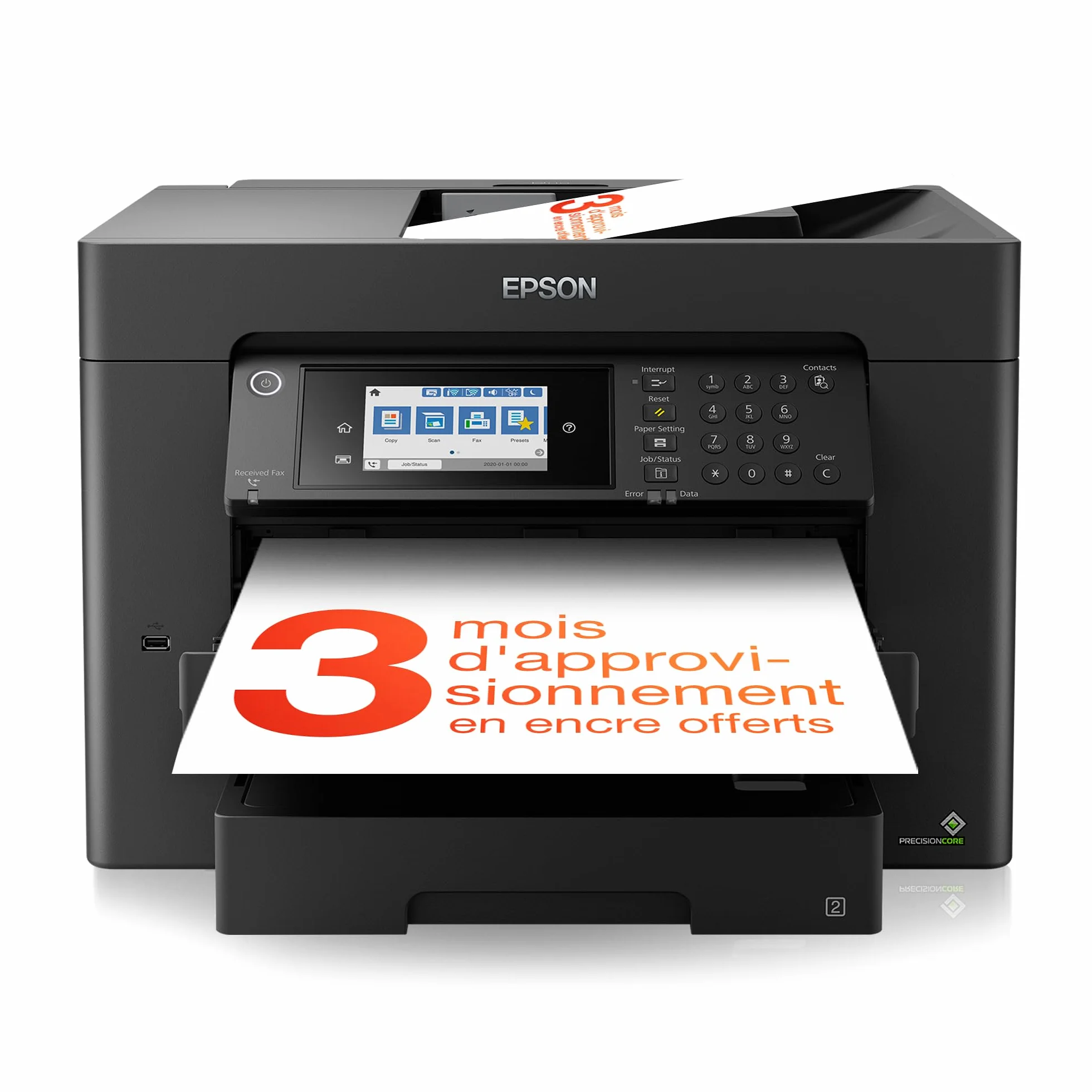 EPSON WorkForce WF-7840DTW Imprimante A3+ 4-en-1 recto-verso WiFi Direct Ethernet PrecisionCore 25ppm Noir 12ppm Couleur